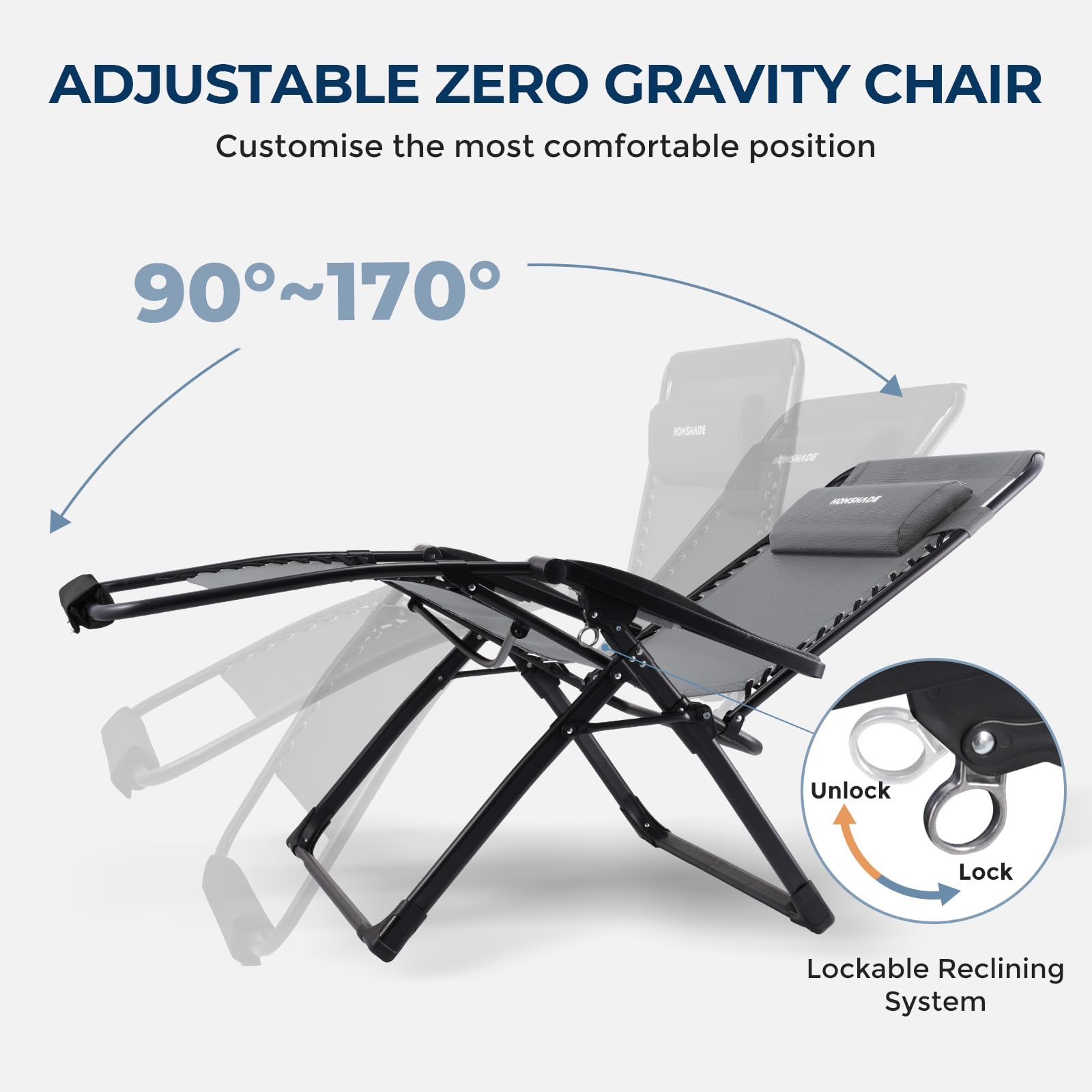 **XXL Zero Gravity Chair with Cushion - 33In Oversized Patio Lounge Chair for Indoor & Outdoor Use - Heavy Duty 500Lbs Capacity - Includes Headrest, Cup Holder & Footrest - Perfect for Backyard, Poolside & Relaxation (Grey)**