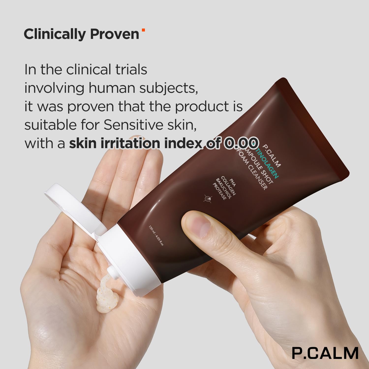 P.CALM Retinolagen Ampoule Shot Foam Cleanser 120ml - Vegan Pore Control Facial Wash with Retinol, Collagen, PHA & Bakuchiol for Sensitive Skin | Korean Skincare for Acne-Prone & Dry Skin | Morning & Night Routine | Gentle Exfoliating Face Wash