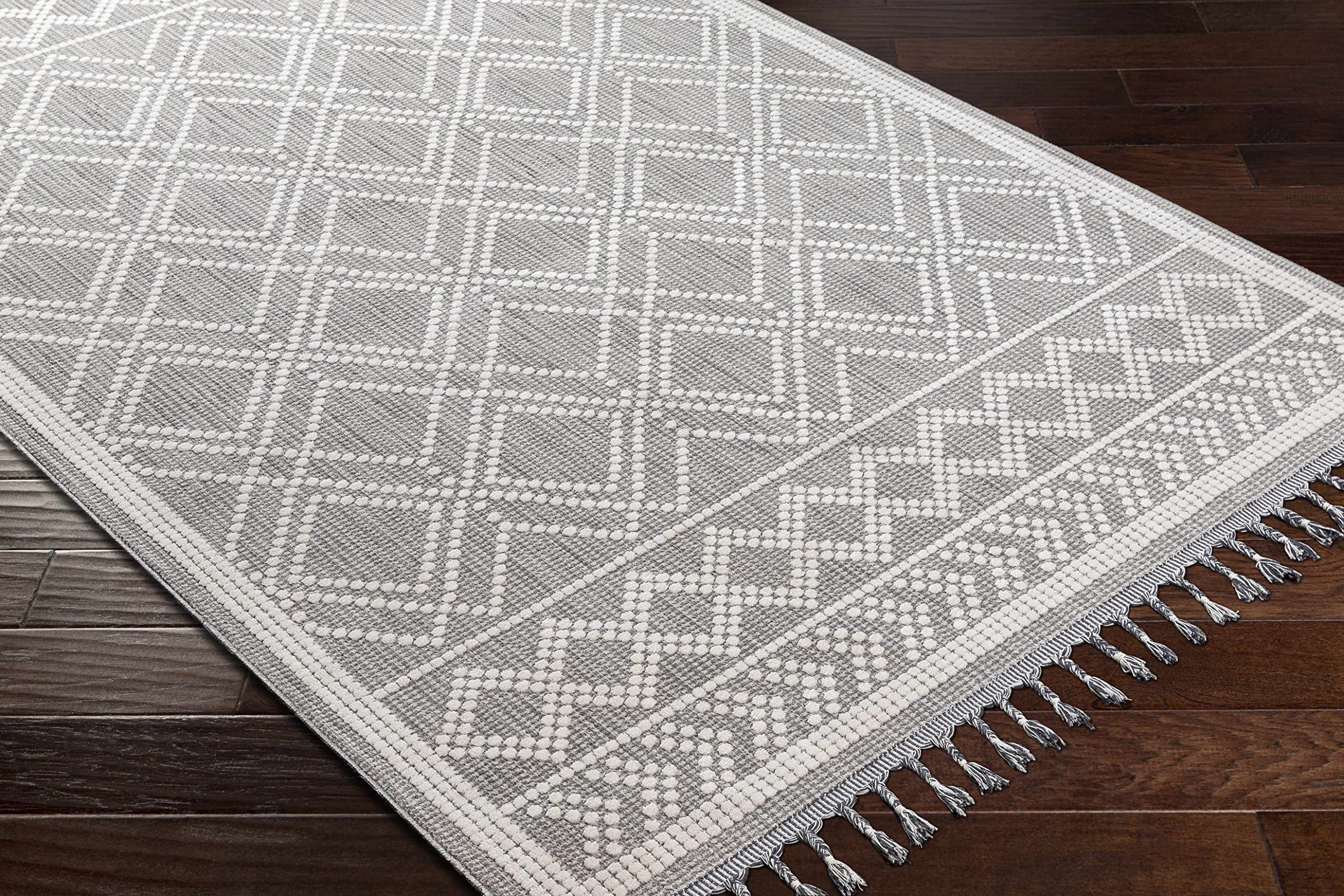 Hauteloom Taye Modern Area Rug for Living Room and Bedroom - Soft Gray and Green - 7'10