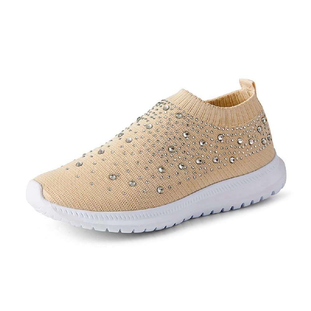 **Orthopedic Shoes for Women with Bunion Relief - Breathable Slip-On Walking Shoes with Crystal Accents - Ideal for Comfortable Daily Wear, Work & Travel**