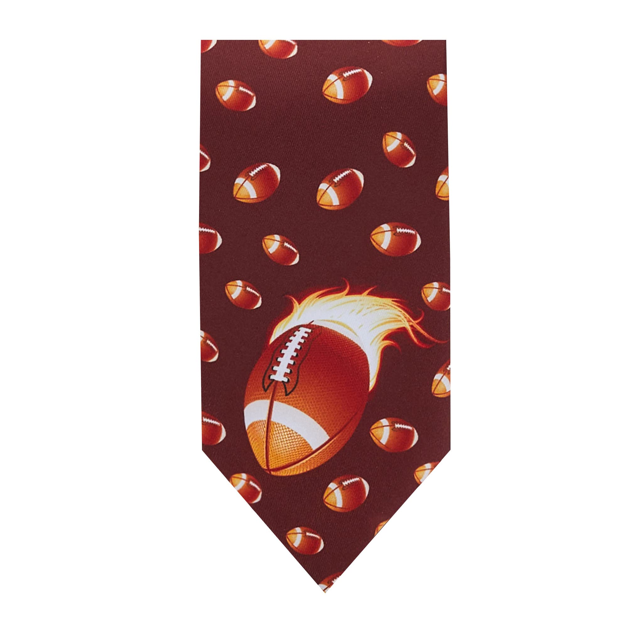 Jacob Alexander Men's Football Flaming on Fire Extra Long Neck Tie - Brown for Game Day, Sports Events & Formal Occasions