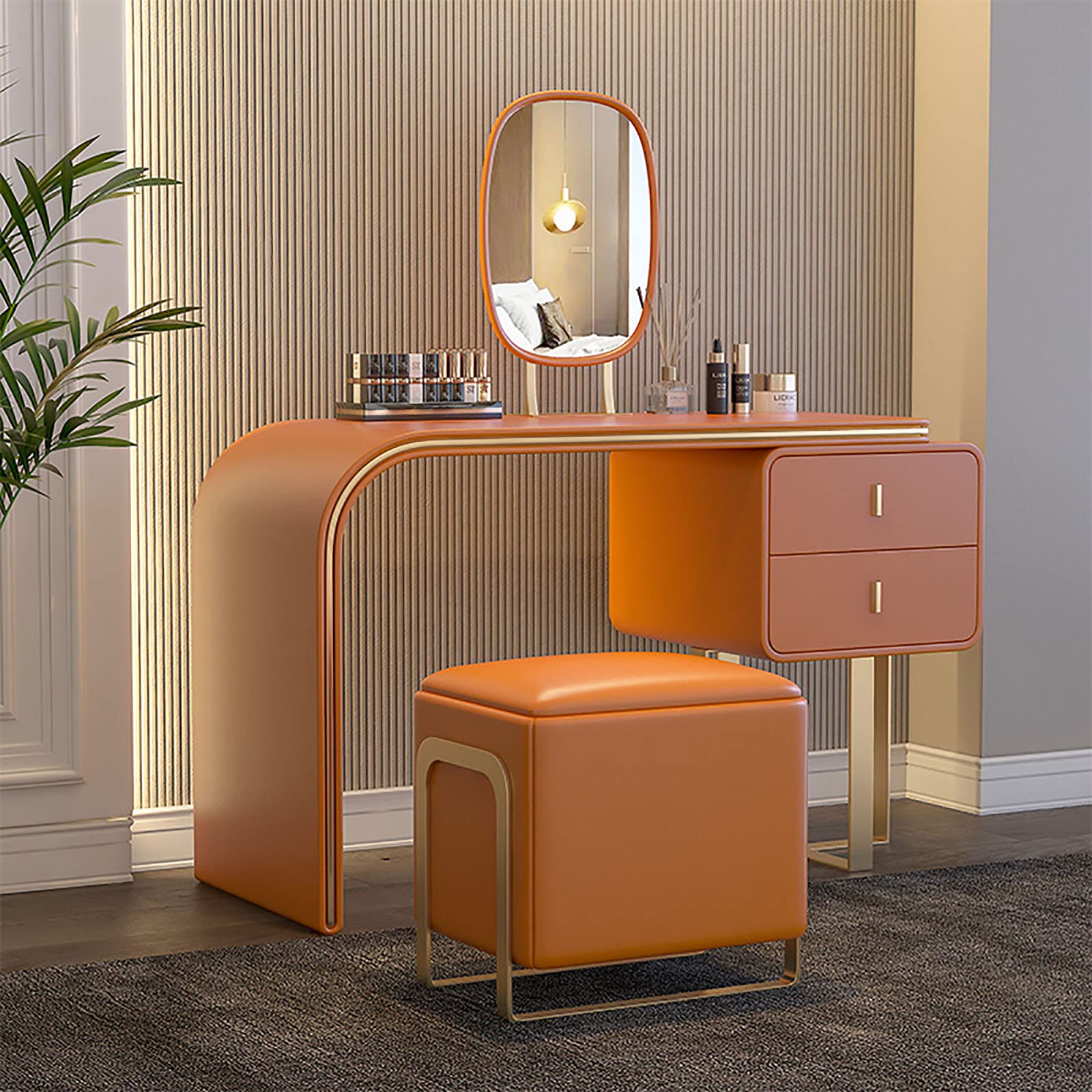 Stylish Makeup Vanity Set with HD Mirror, Dressing Table & Stool - 2 Drawers for Cosmetics Storage | Perfect for Bedroom, Dressing Room & Beauty Salon
