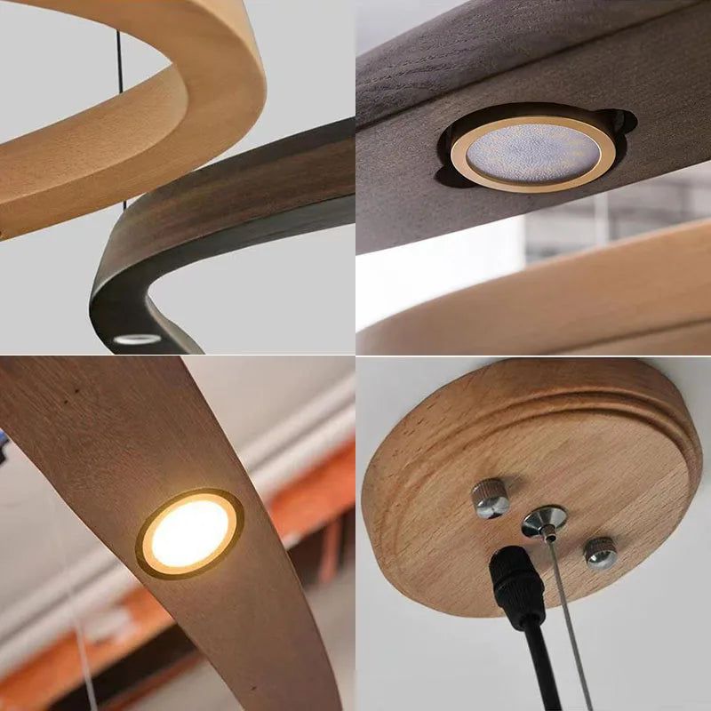 Handmade Wooden Wave Pendant Lights - Boho Chic Hanging Decor for Bedroom, Living Room & Outdoor Spaces