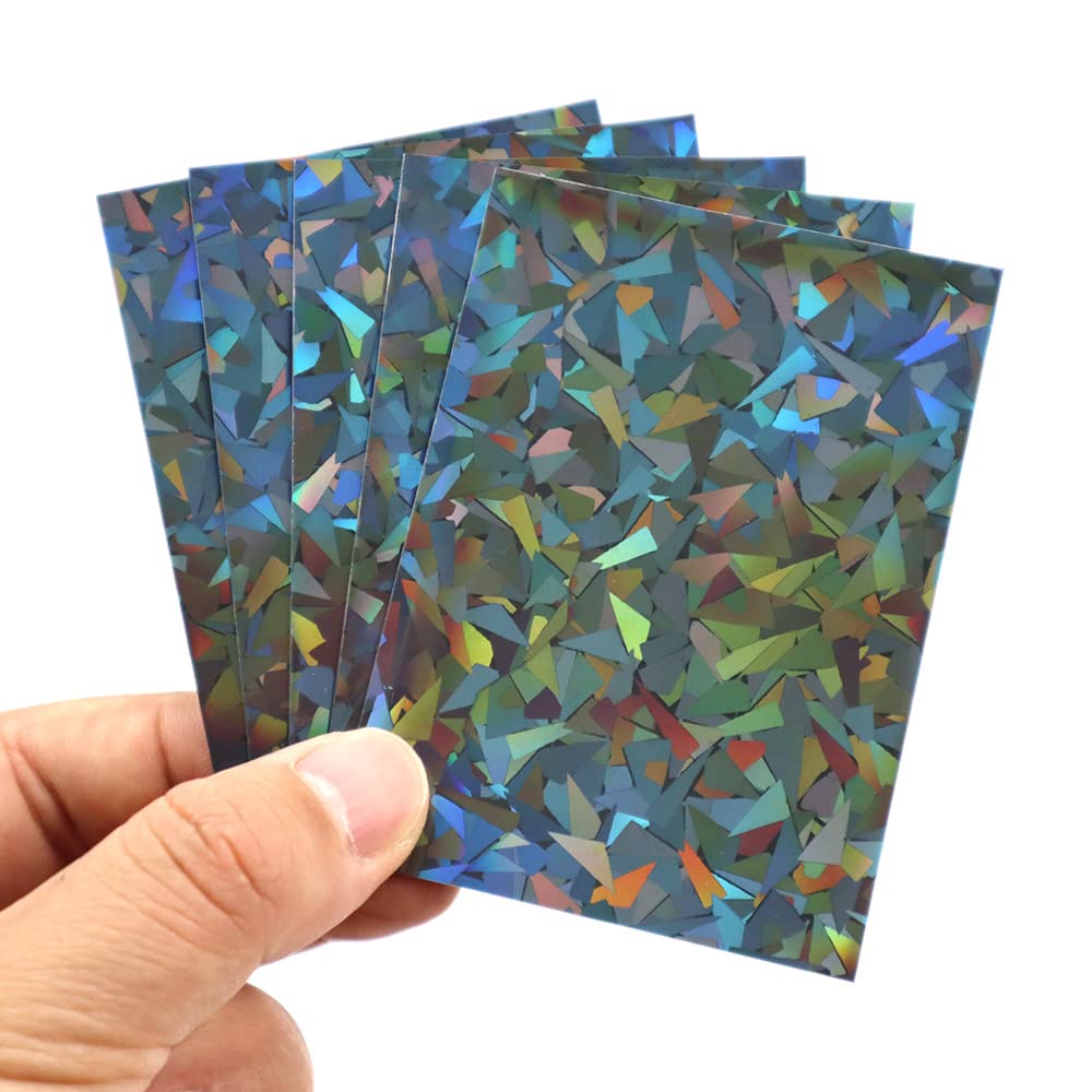 100 PCS/LOT Broken Glass Gemstone Laser Matte Card Sleeves 66x91mm - Holographic Protector for Trading Cards, ID Photos & Collectibles (Black) - Perfect for TCG, Pokemon, Yugioh & Sports Card Protection