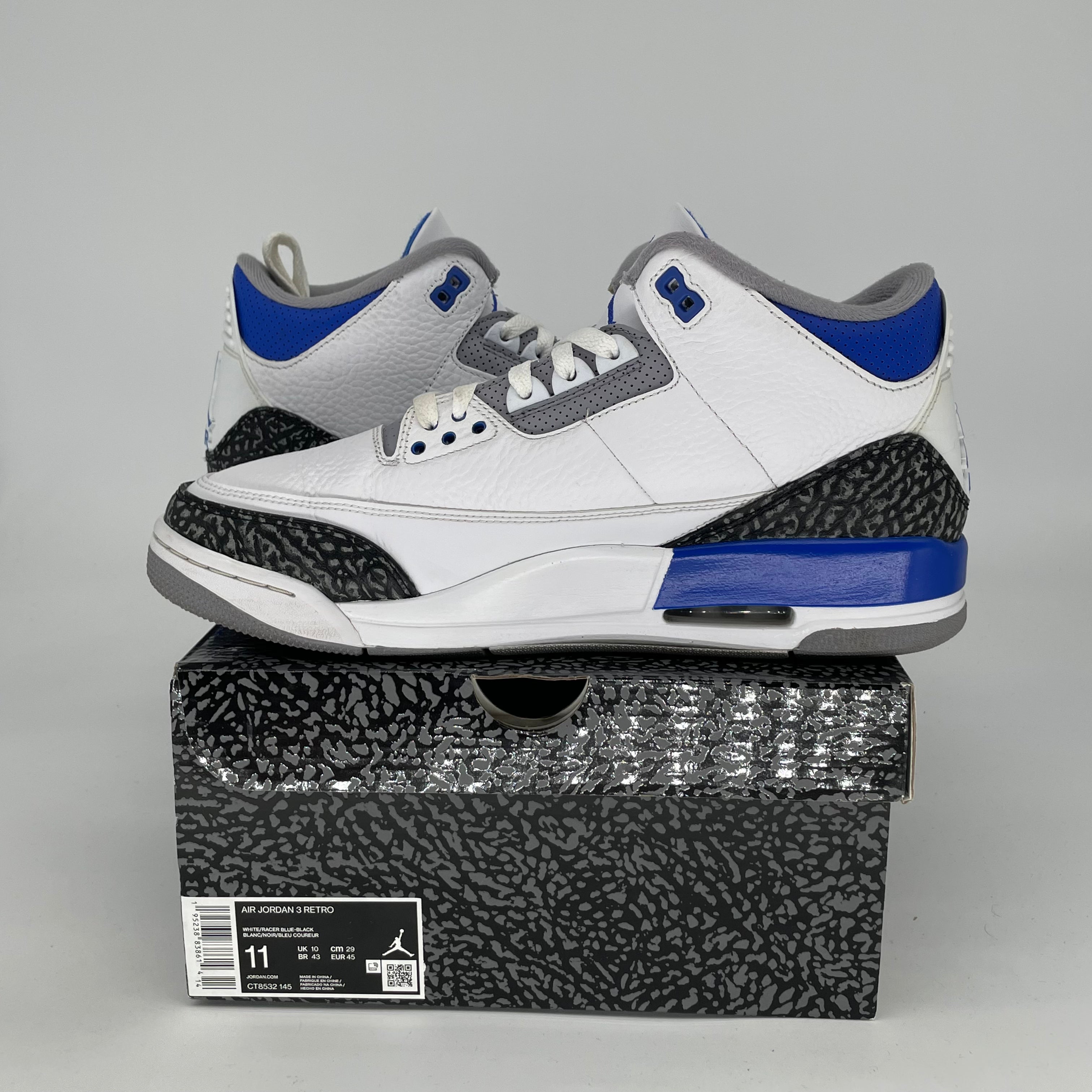 AIR JORDAN 3 RACER BLUE Men's Basketball Shoes - Size 11 & 12.5W (CT8532-145) - Retro Sneakers for Streetwear & Sports Performance