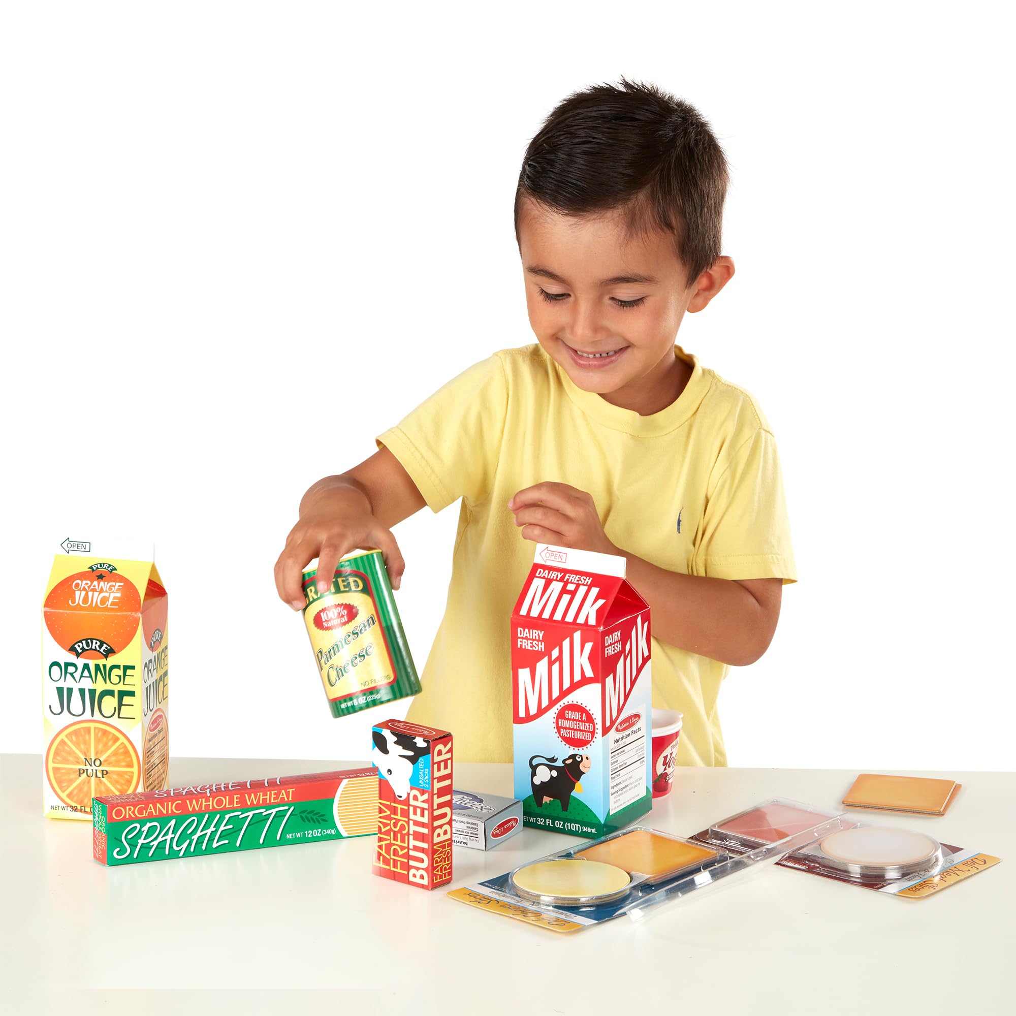 Melissa & Doug Play Food Cartons - 8-Piece Fridge Groceries for Kids' Pretend Play