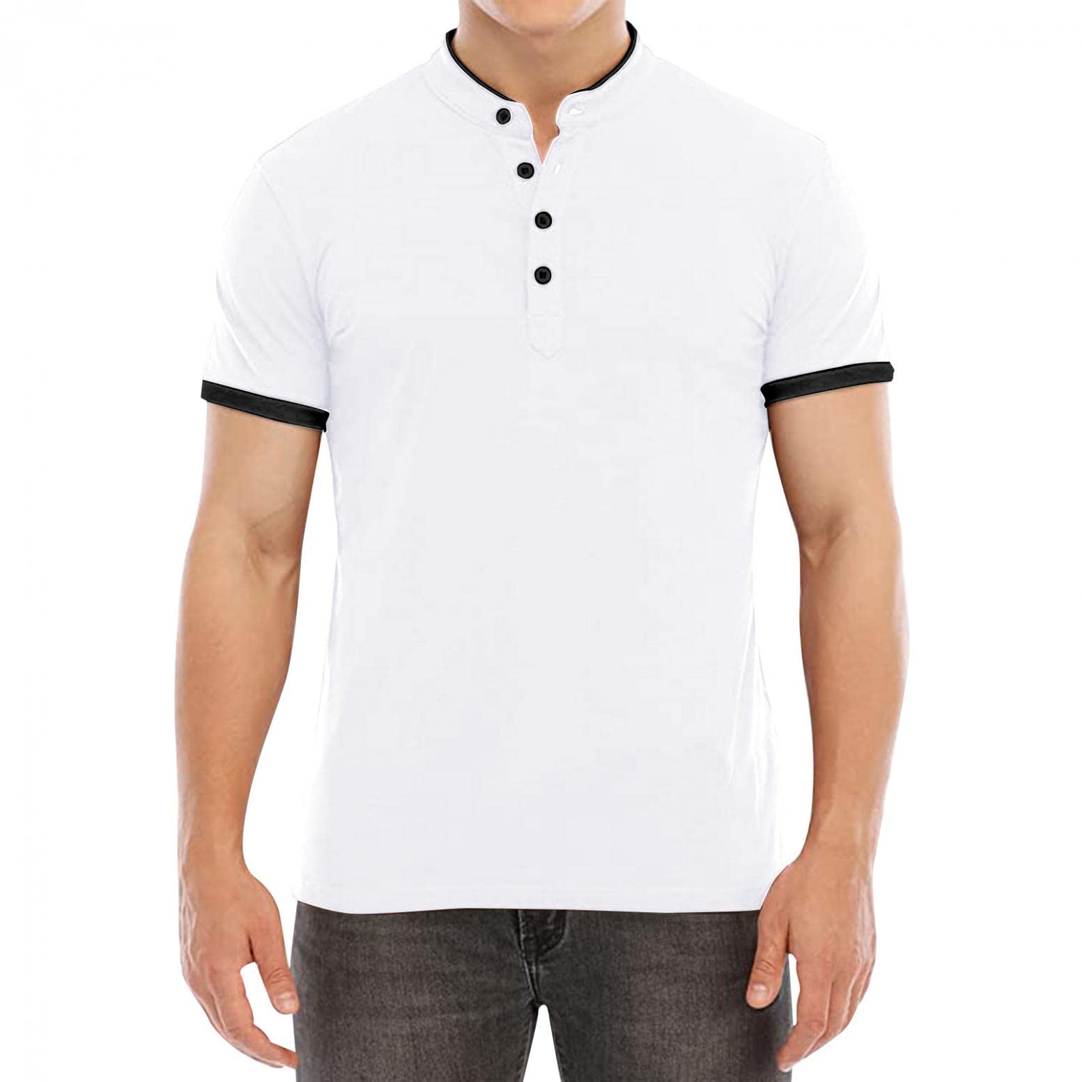 Men's Summer Graphic Polo Shirts - Solid Color Button Down Stand Collar T-Shirts & Henley Tops | Casual Wear, Outdoor Activities & Office Style