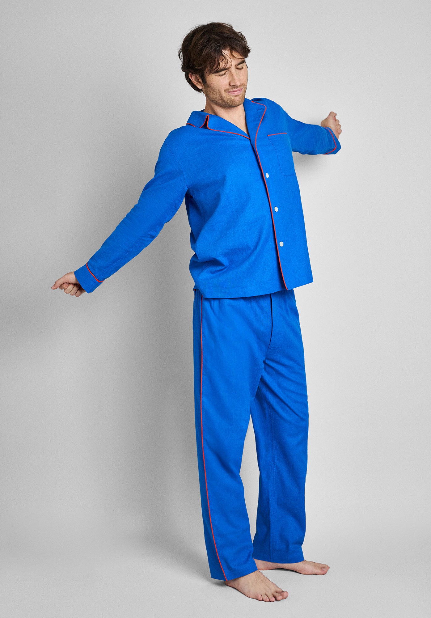 Milton Women's Azure Blue Linen Cotton Pajama Set - Soft & Breathable Sleepwear for Lounge & Bedtime Comfort
