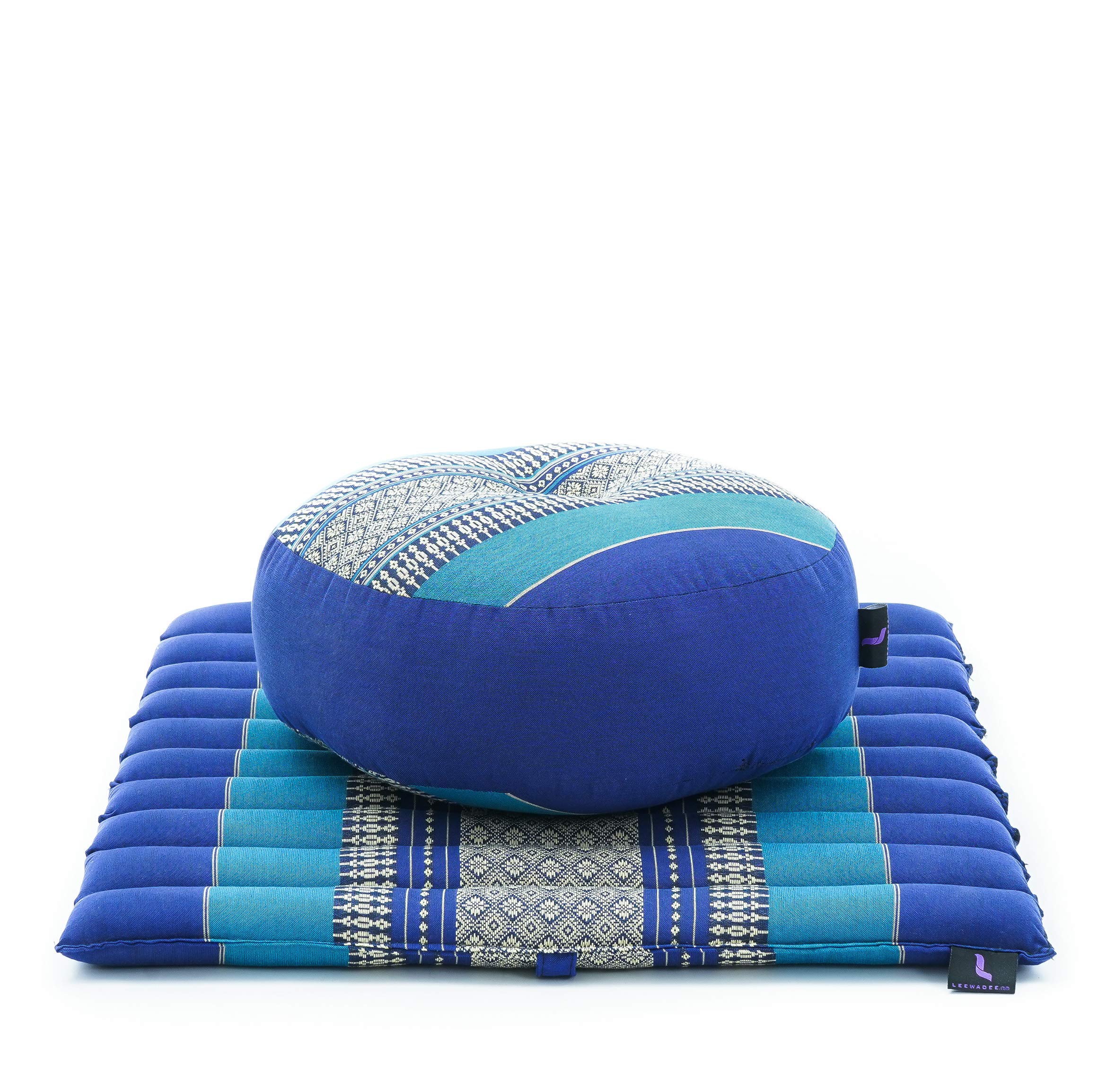 Leewadee Meditation Cushion Set - Premium Zafu Yoga Pillow & Roll-Up Zabuton Mat with Natural Kapok Filling for Comfortable Meditation, Yoga & Zen Practice at Home or Studio