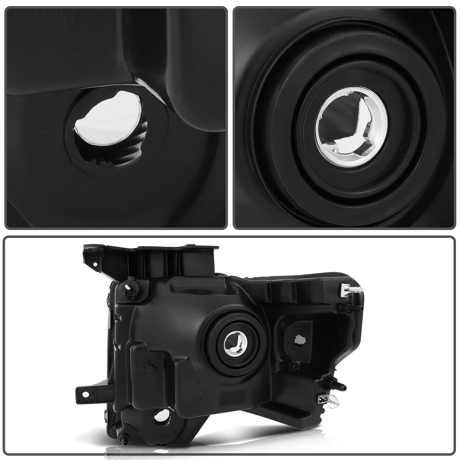 Ford F-150 Headlight Assembly Replacement (2009-2014) - Black Housing, Clear Reflector & Lens - High Performance Driving Lights for Night & Off-Road Use