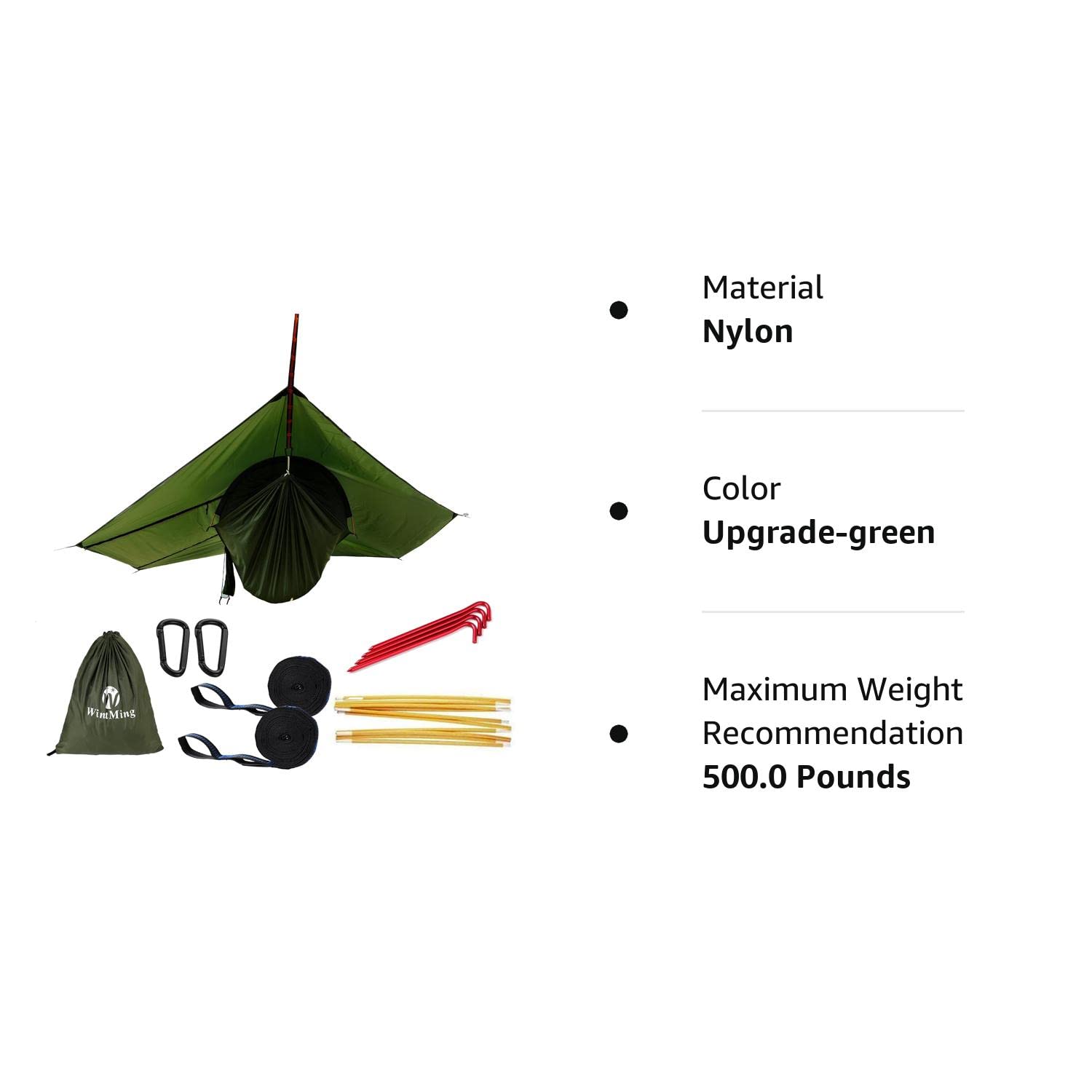 WintMing 3-in-1 Camping Hammock with Mosquito Net & Rain Fly - Portable Outdoor Hammock Tent for Backpacking, Hiking, Travel - Supports 440lbs - Perfect for Camping, Beach, Backyard Relaxation