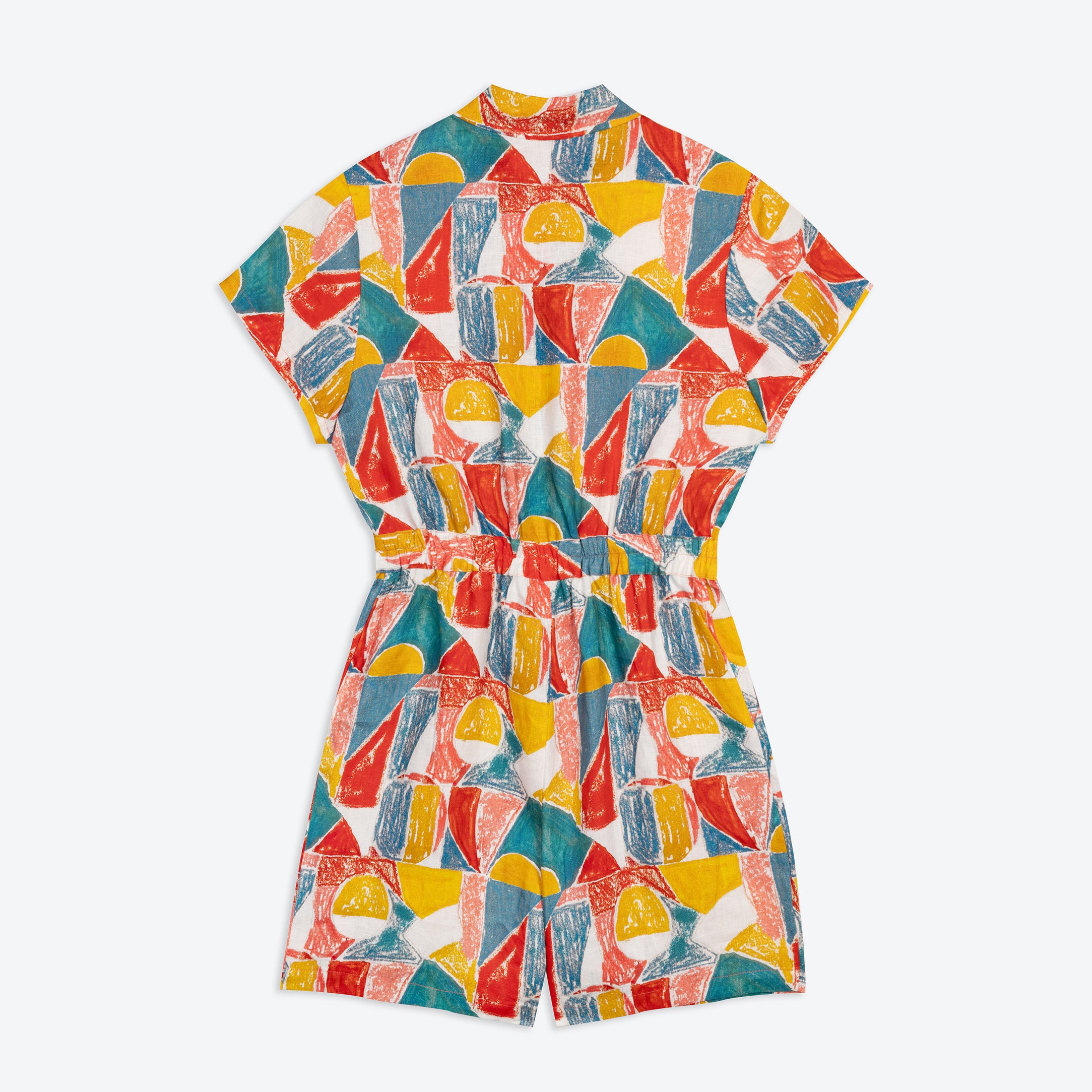 Lowie Margot Floral Print Linen Playsuit Romper - Summer Beach Vacation Outfit for Women