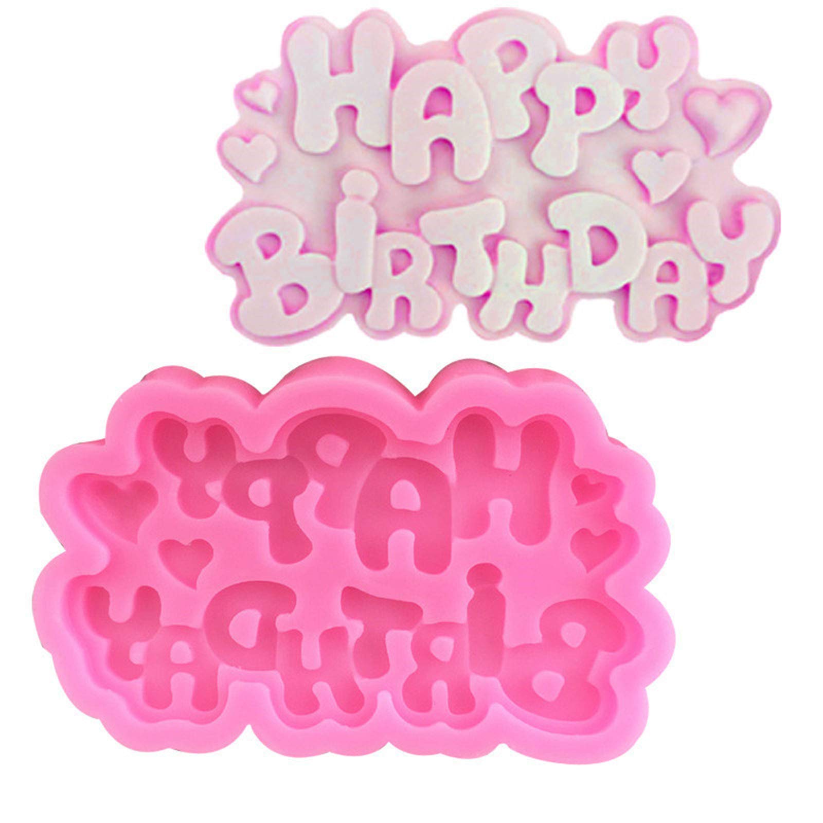 Happy Birthday Silicone Mold Set - Chocolate & Mousse Cake Topper, Letter & Number Molds for DIY Baking - Perfect for Home Kitchen, Birthday Parties & Candy Making (Happy Birthday C)