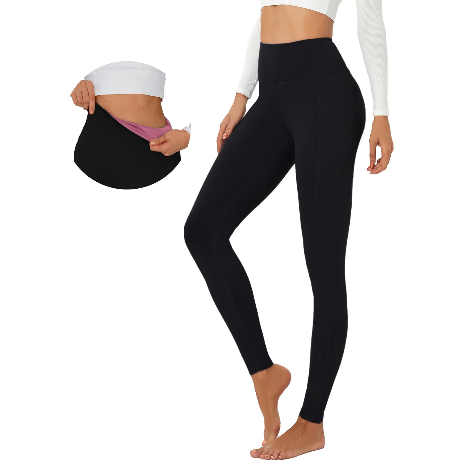 High Waisted Yoga Pants for Women - Tummy Control Workout Leggings with Pockets | Gym, Running & Lounge Wear