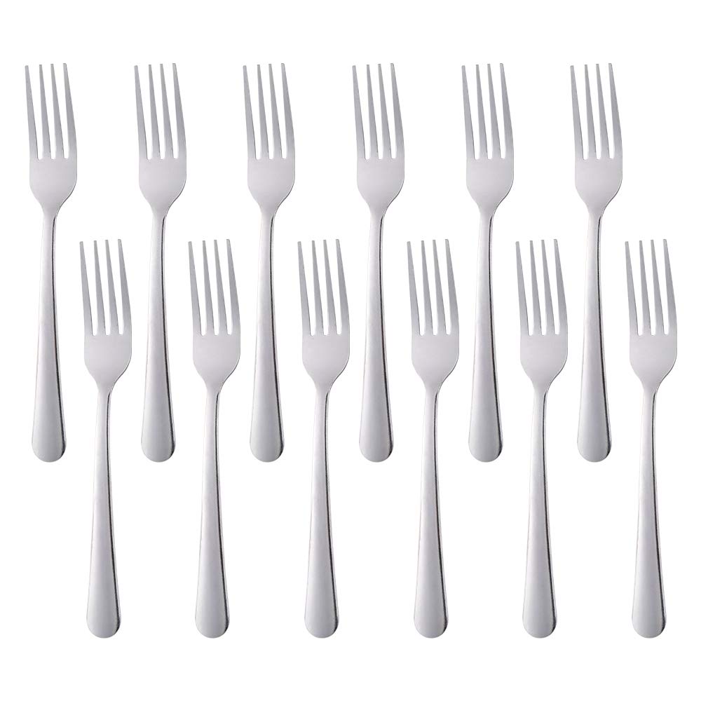 Premium 7-Inch Stainless Steel Salad Forks Set of 12 - Elegant Silver Flatware for Dinner Parties, Restaurants & Home Dining - Durable & Dishwasher Safe Cutlery