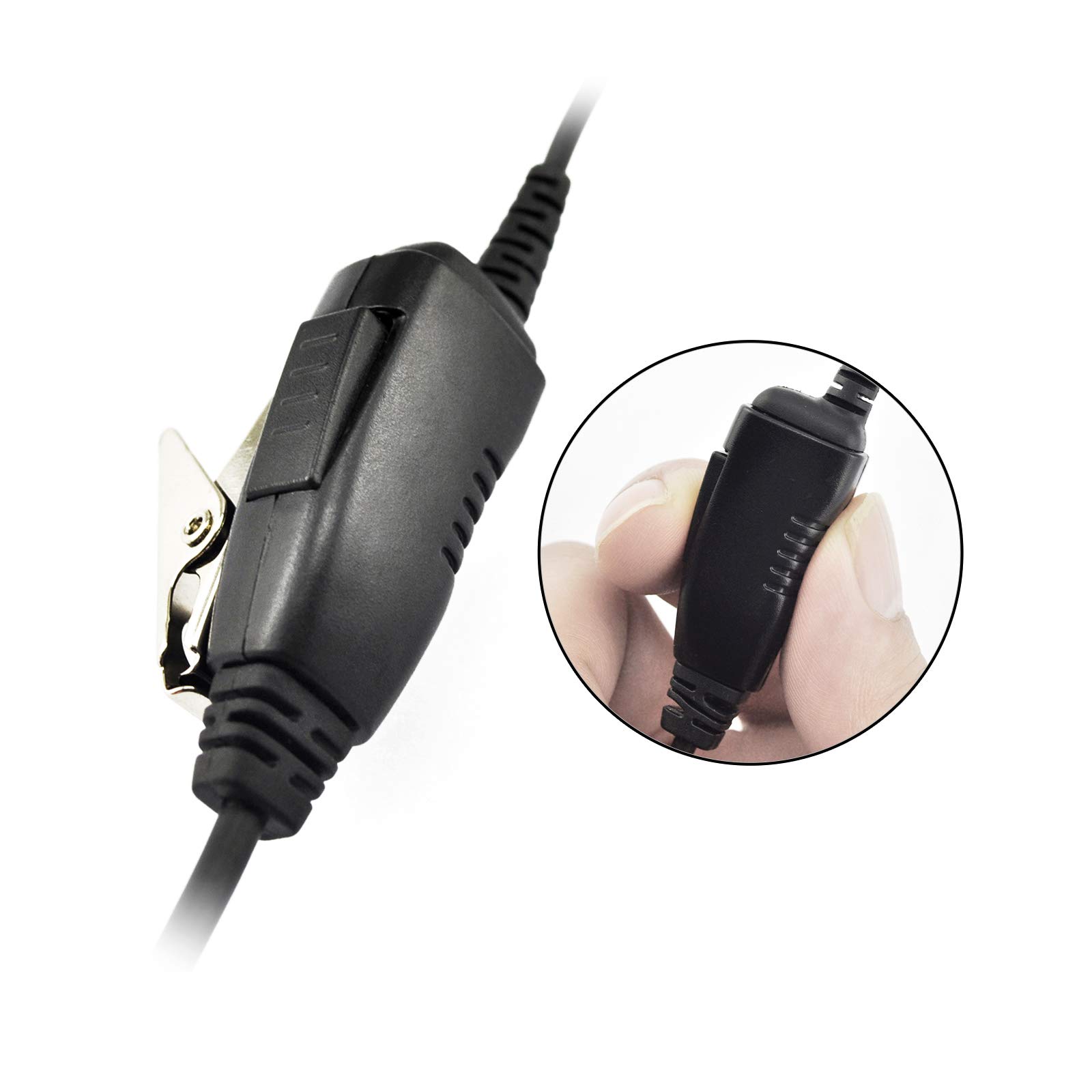 PROMAXPOWER 5-Pack Two Way Radio Swivel Headset with PTT Button - Compatible with Motorola CP150, CP200, CP450LS, RMU2080D, CLS1110 & CLS1410 - Hands-Free Communication for Security, Construction & Event Staff