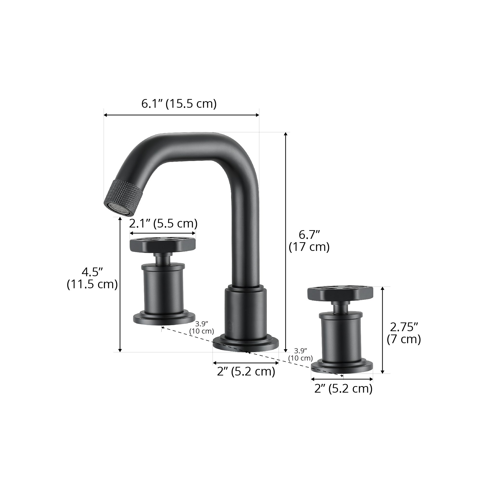 Ancona Industria Matte Black Widespread Hexagonal Two-Handle 3-Hole Bathroom Sink Faucet - Perfect for Modern Bathroom Vanities & Powder Rooms