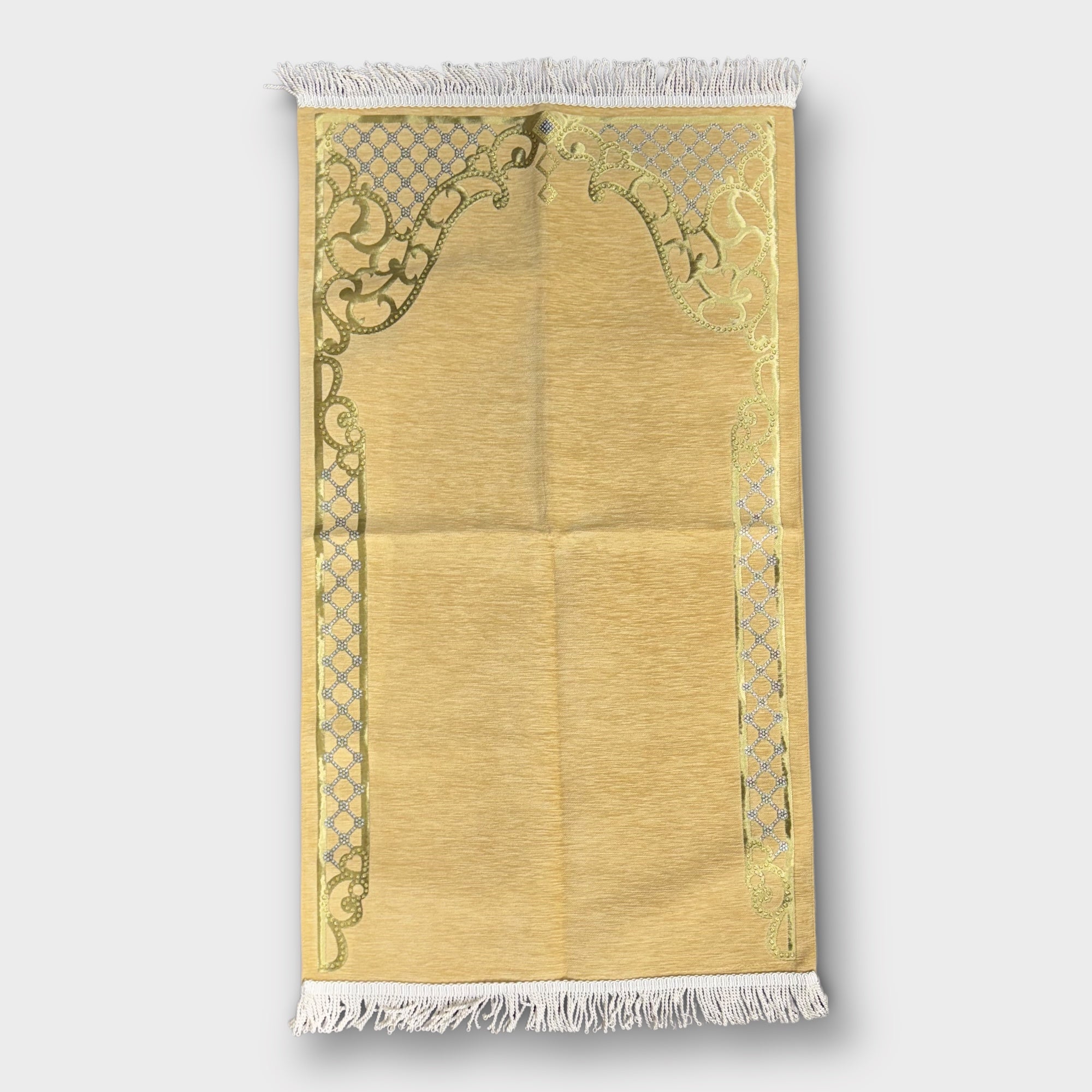 Luxury Gold Diamanté Prayer Mat - Premium Islamic Prayer Rug for Home & Mosque - Perfect for Daily Salah, Eid, and Ramadan Prayers