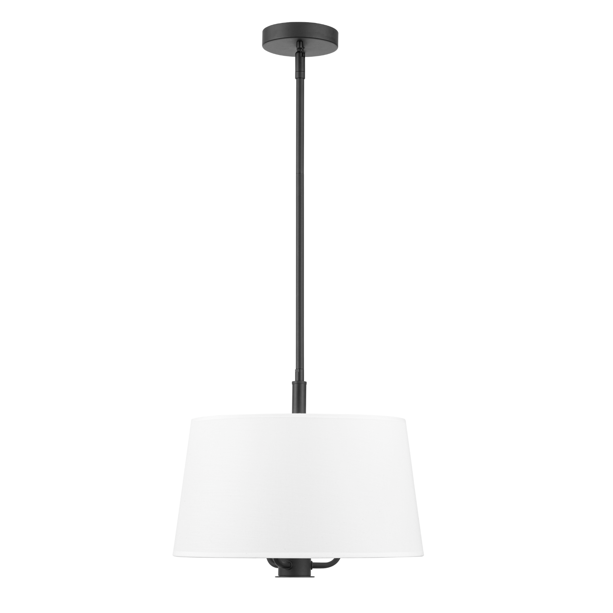 3-Light Billet Convertible Pendant/Semi-Flush Mount Ceiling Light Fixture - Matte Black with Fabric Shades for Dining Room, Kitchen Island or Bedroom Lighting
