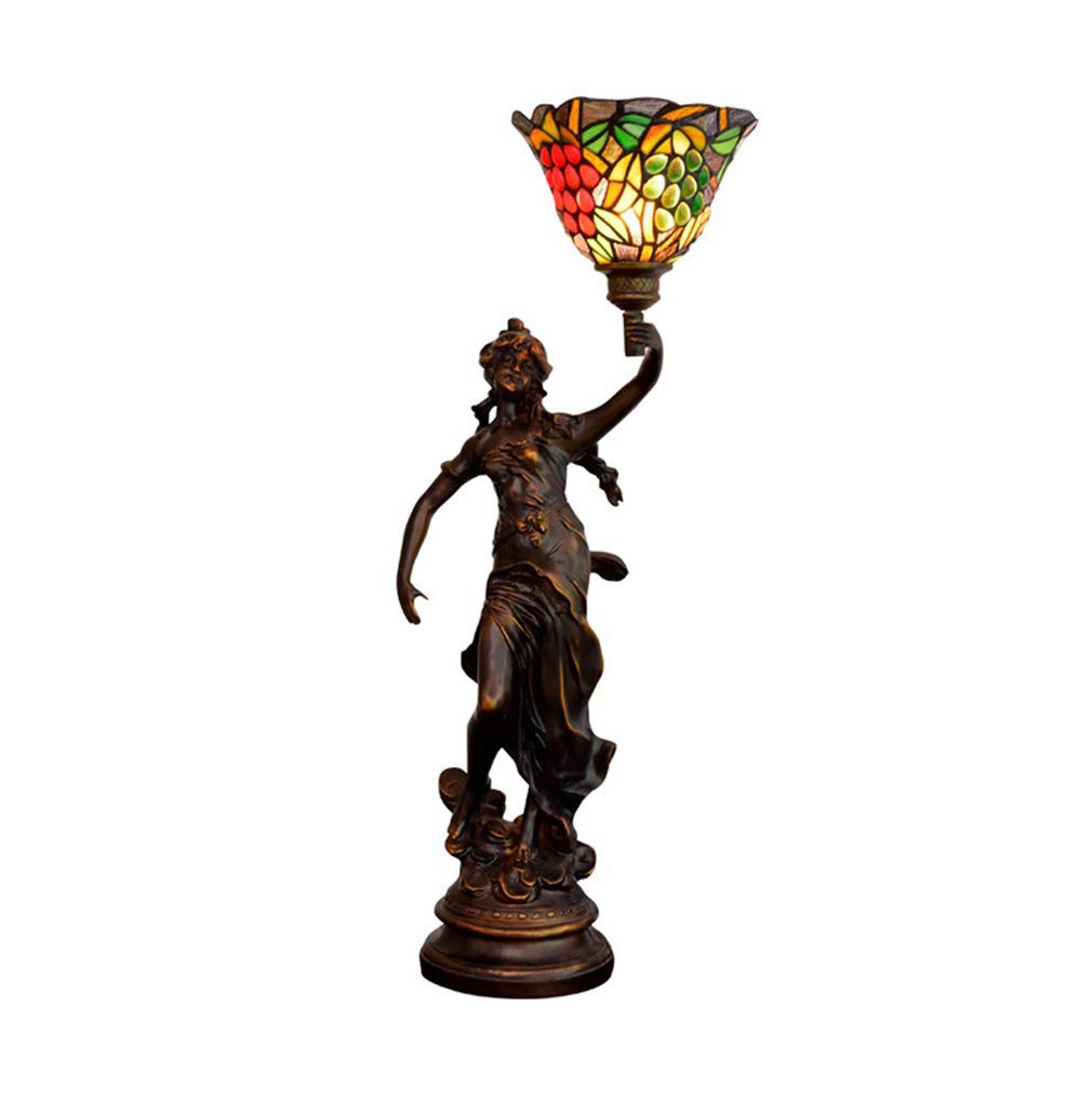 Tiffany Style 8-Inch Colorful Glass Grape Table Lamp with Art Deco Base - Elegant Night Light for Bedroom, Study & Nightstand | Perfect for Reading, Relaxation & Home Decor