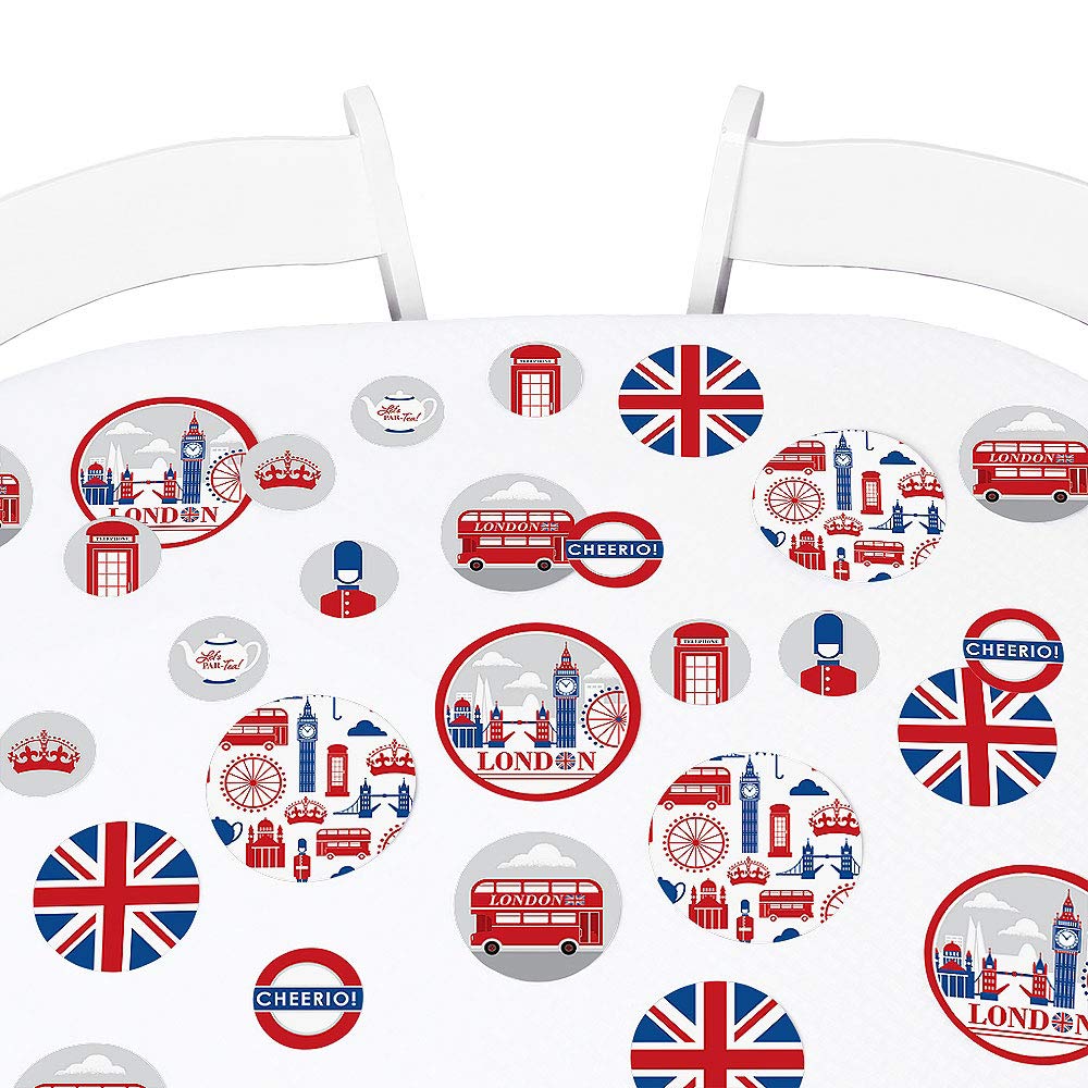 Cheerio London British UK Party Giant Circle Confetti - 27-Pack Large Colorful Confetti for Birthday, Wedding & Celebration Decorations