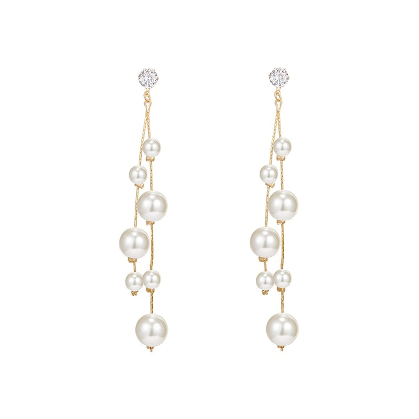 Elegant Long Tassel Pearl Drop Earrings for Women - Baroque Simulated Freshwater Pearl Dangle Earrings | Perfect for Bridal, Wedding, Party & Special Occasions