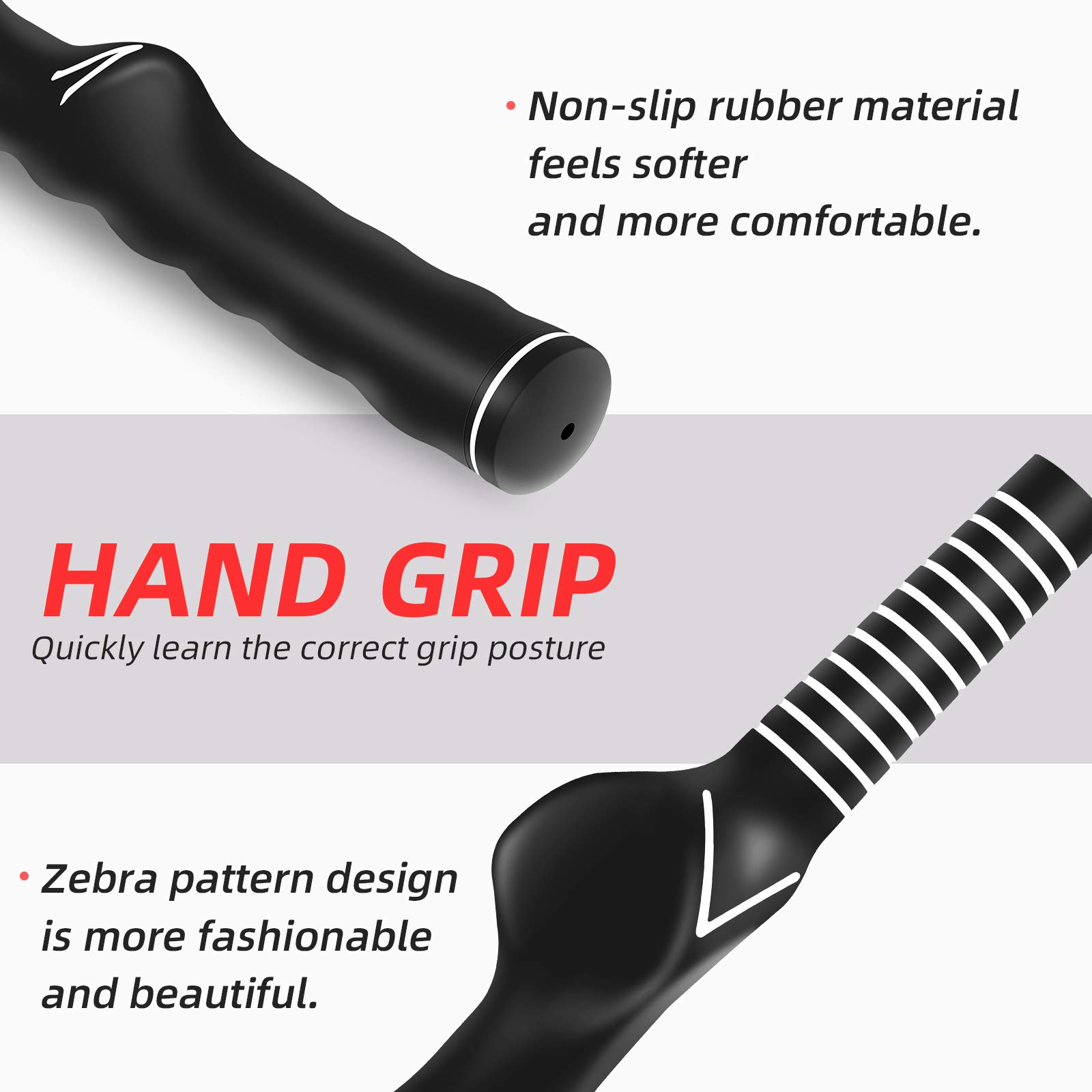 Golf Club Grip Trainer - Left & Right Hand Swing Practice Aid, Improve Golf Swing Technique for Indoor & Outdoor Training