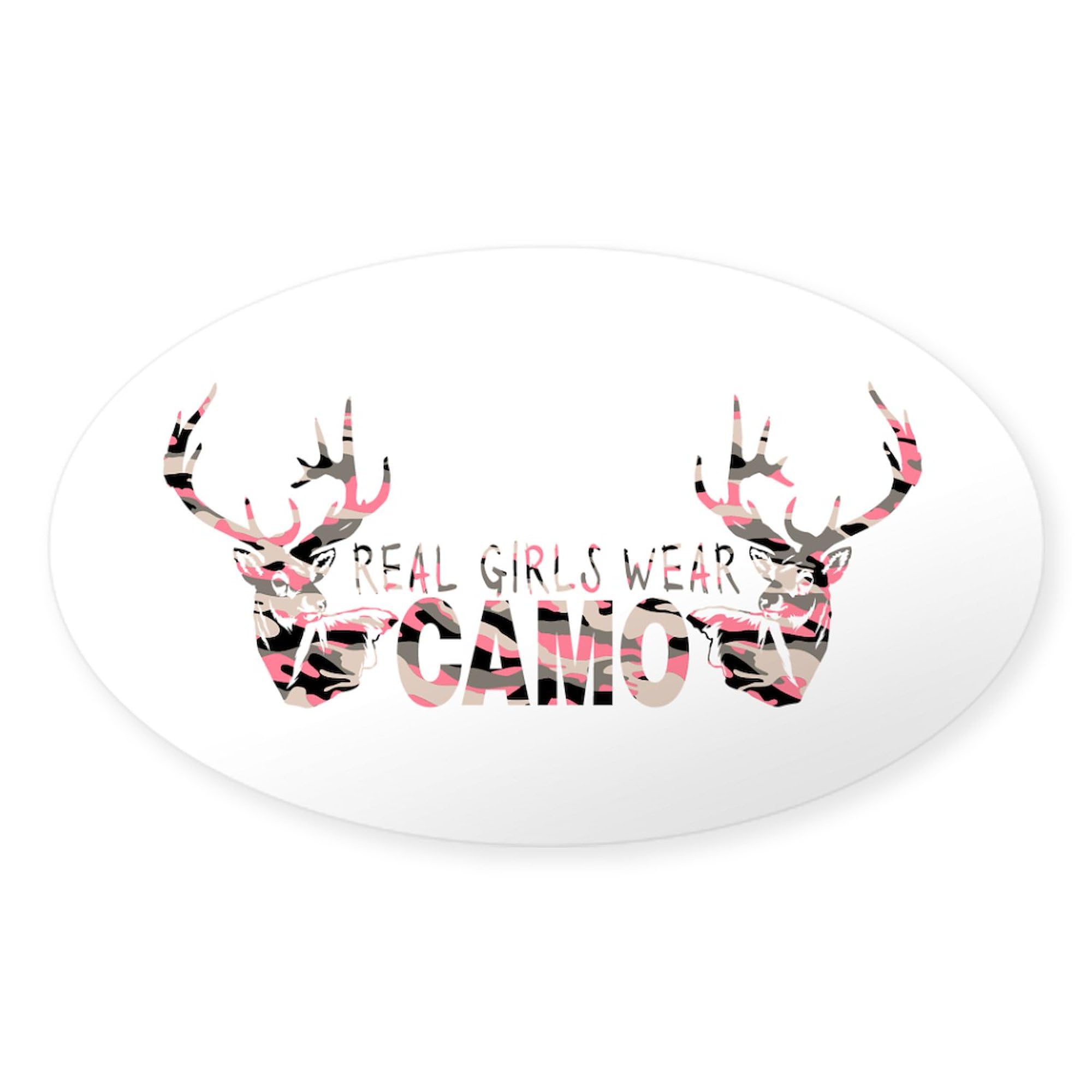 REAL GIRLS WEAR CAMO Oval Car Bumper Sticker - Funny Vinyl Decal for Cars, Trucks, Laptops - Perfect for Military Supporters, Outdoor Enthusiasts & Proud Women Drivers
