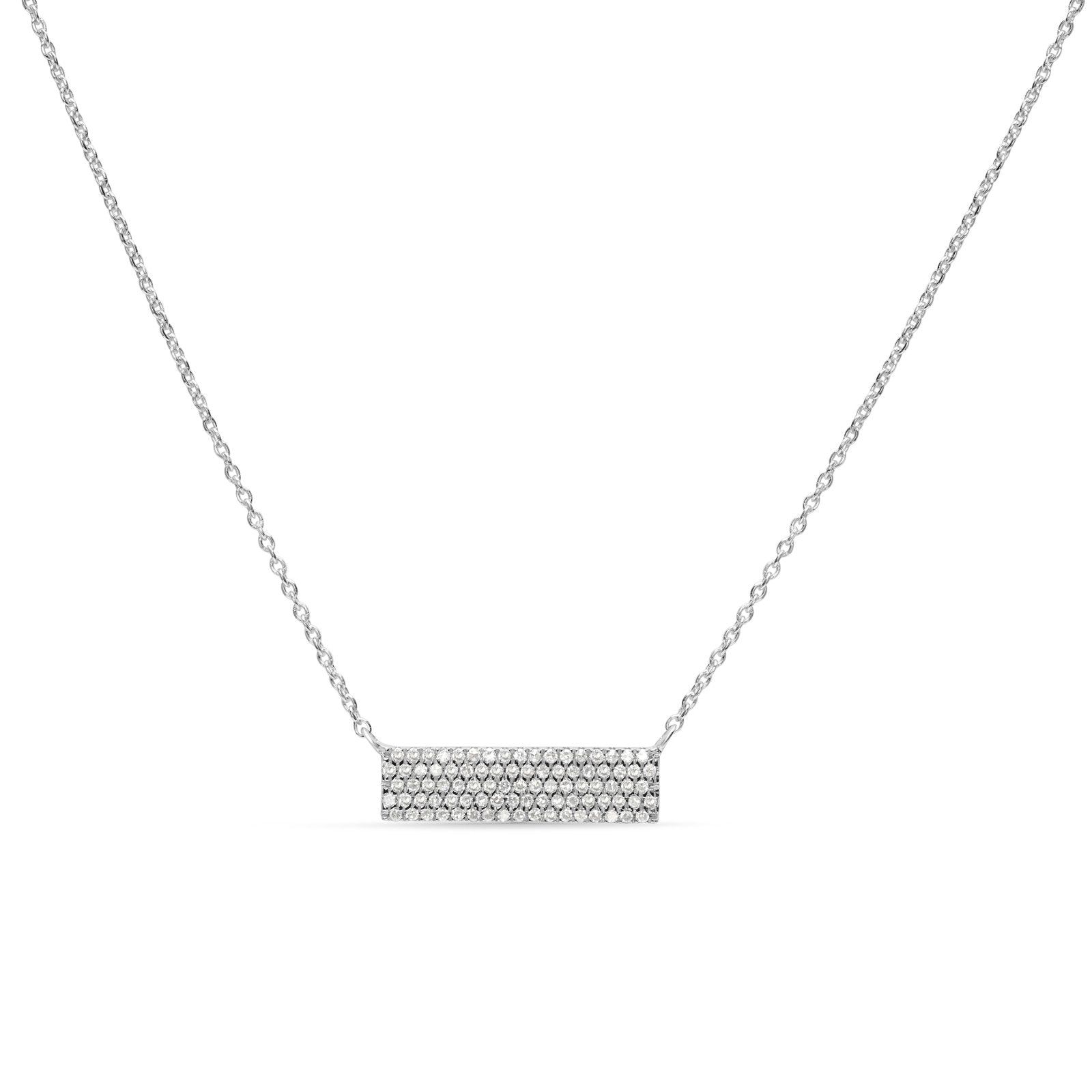 14K White Gold Diamond Pavé Bar Necklace - 5 Row Elegant Layered Pendant for Women, Perfect for Weddings, Anniversaries & Special Occasions