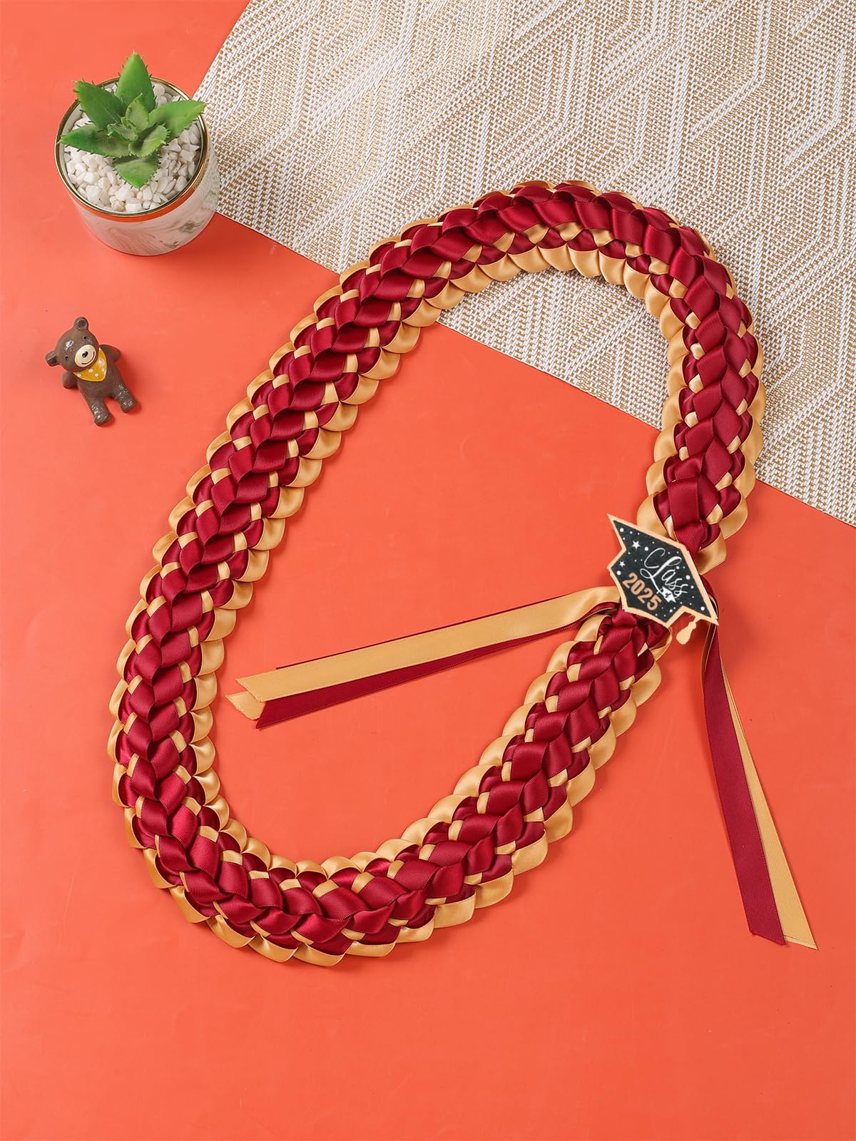 TFTAFAN Class of 2025 Graduation Lei - Braided Ribbon Necklace for Graduation Party | Hawaiian Style Leis for Women & Men | Perfect Graduation Gift for High School & College Ceremonies