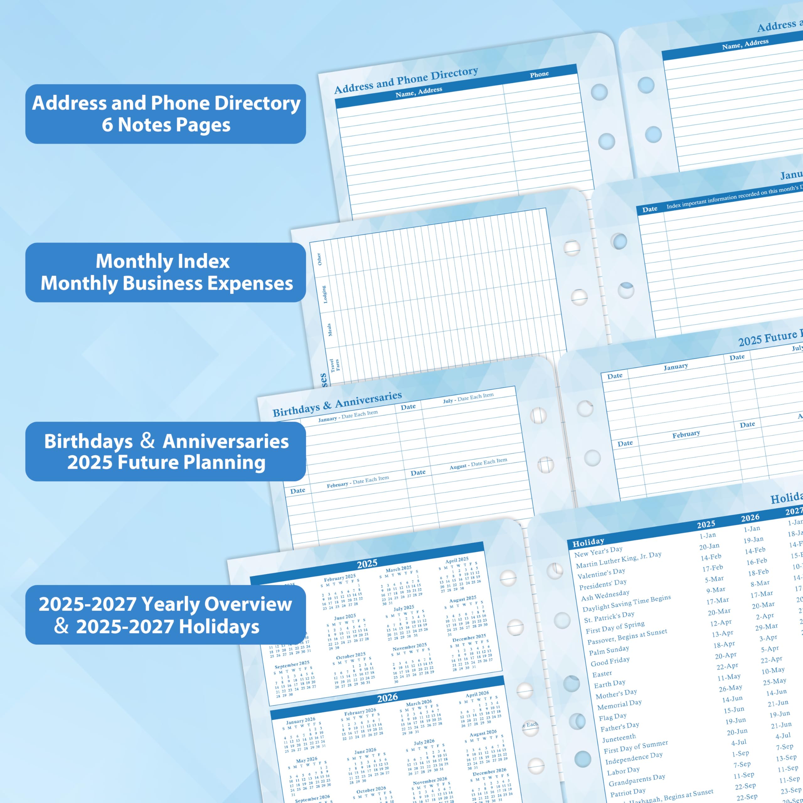 2025-2026 Daily & Monthly Planner Refills - July 2025 to June 2026 | 5.5