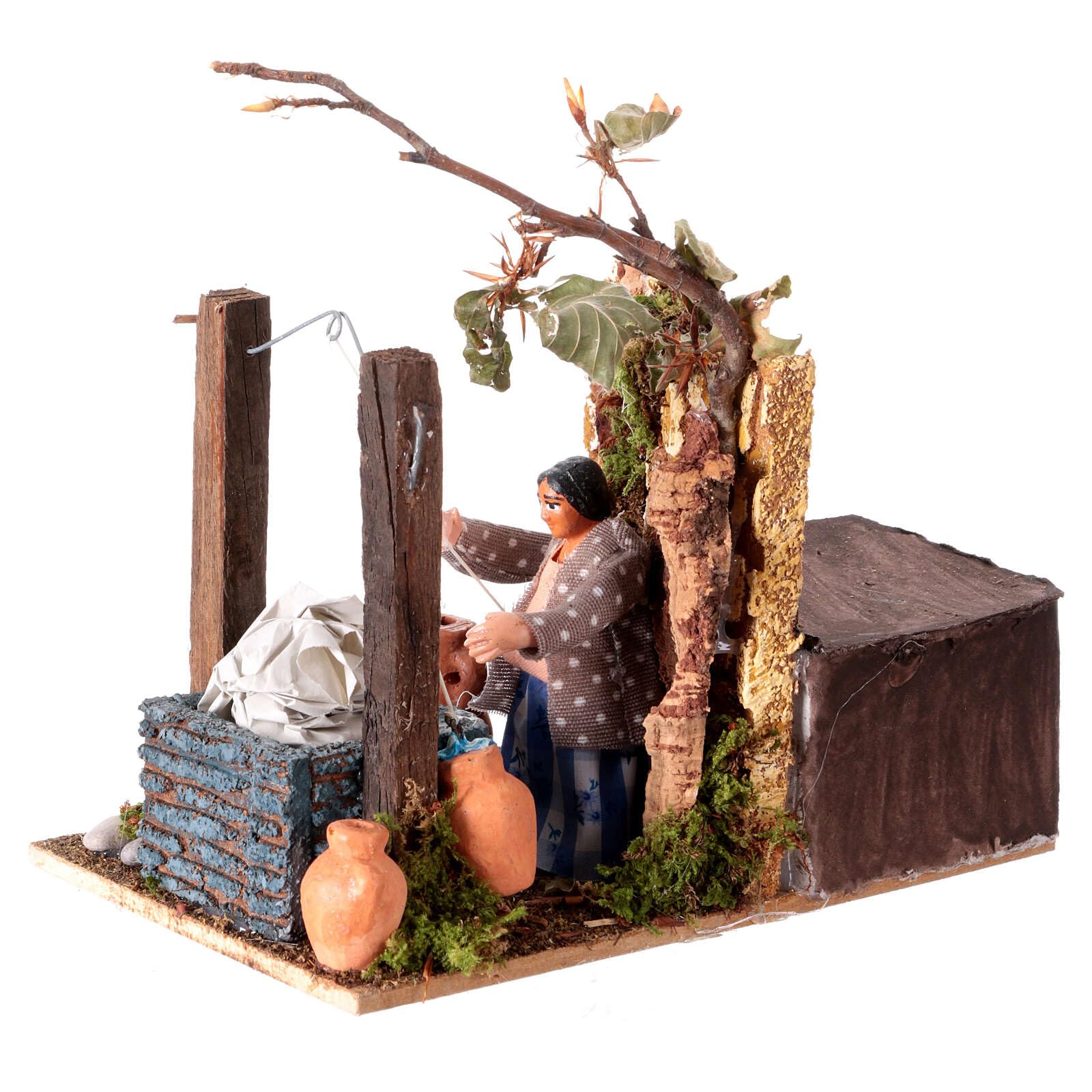 Handcrafted 8cm Moving Figurine - Woman at The Well for Neapolitan Nativity Scene | Perfect Christmas Decoration & Italian Crib Display