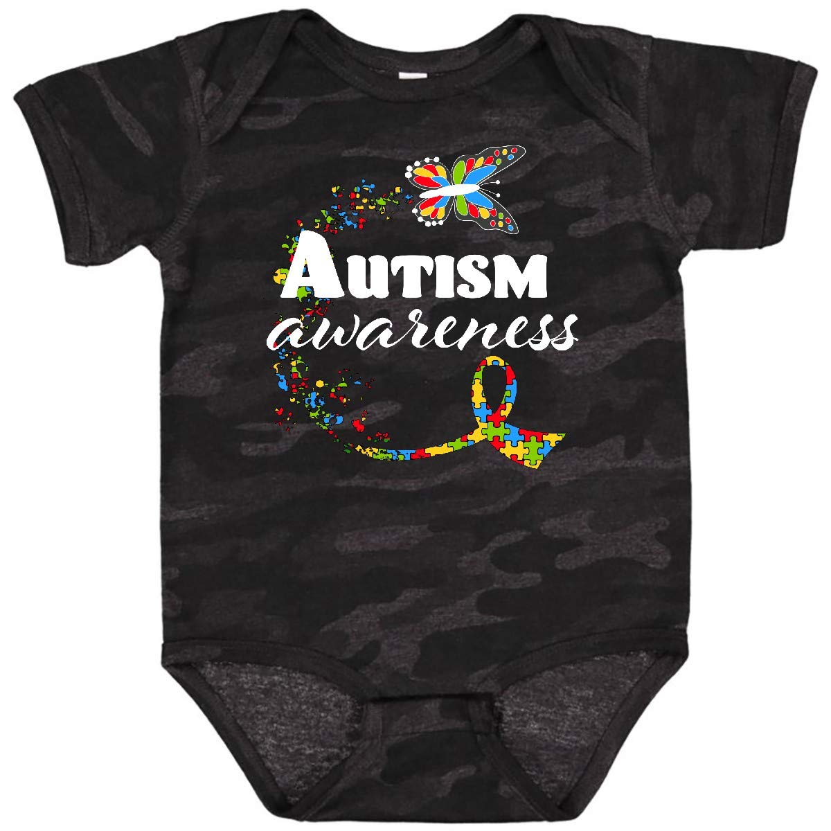 Inktastic Autism Awareness Butterfly Ribbon Baby Bodysuit - Cute Infant Onesie for Autism Support, Awareness Events & Fundraisers