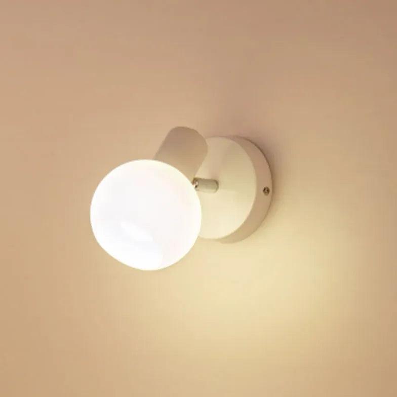 Modern White Round Glass Lampshade - Elegant Spotlight for Living Room, Bedroom & Office Lighting Decor