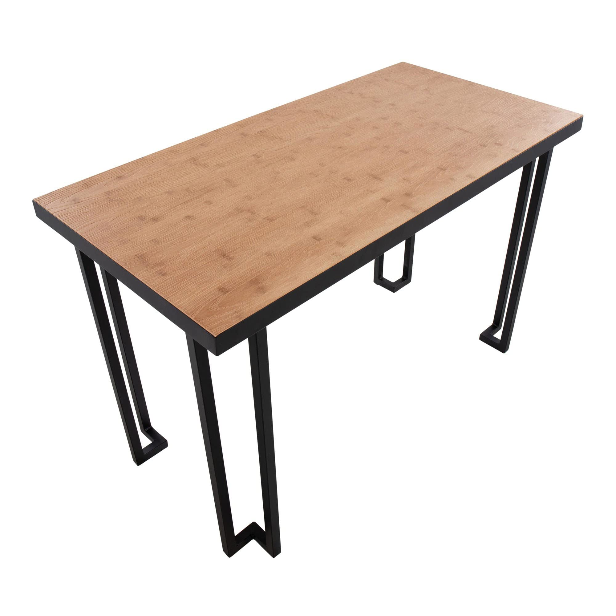 LumiSource Roman Natural Wood Desk - Modern Home Office & Computer Desk in Black | Small Contemporary Desk for Bedroom, Gaming & Workspace | Perfect for Remote Work, Study & Small Spaces