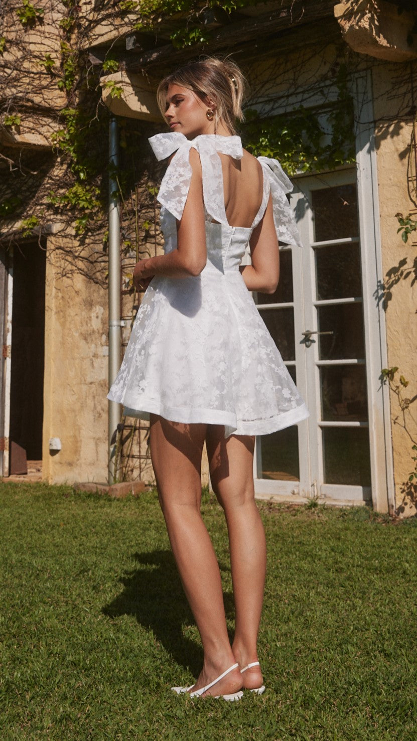 Karis Mini Dress for Women - Elegant White Summer Dress for Casual Wear, Party & Date Night | Flowy Short Sleeve A-Line Dress
