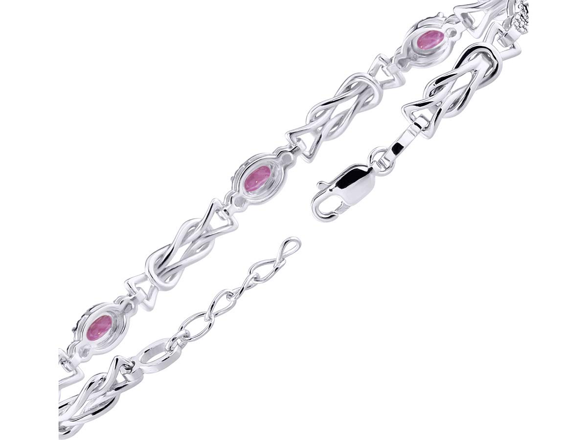 Rylos Sterling Silver Love Knot Tennis Bracelet for Women - Adjustable 7