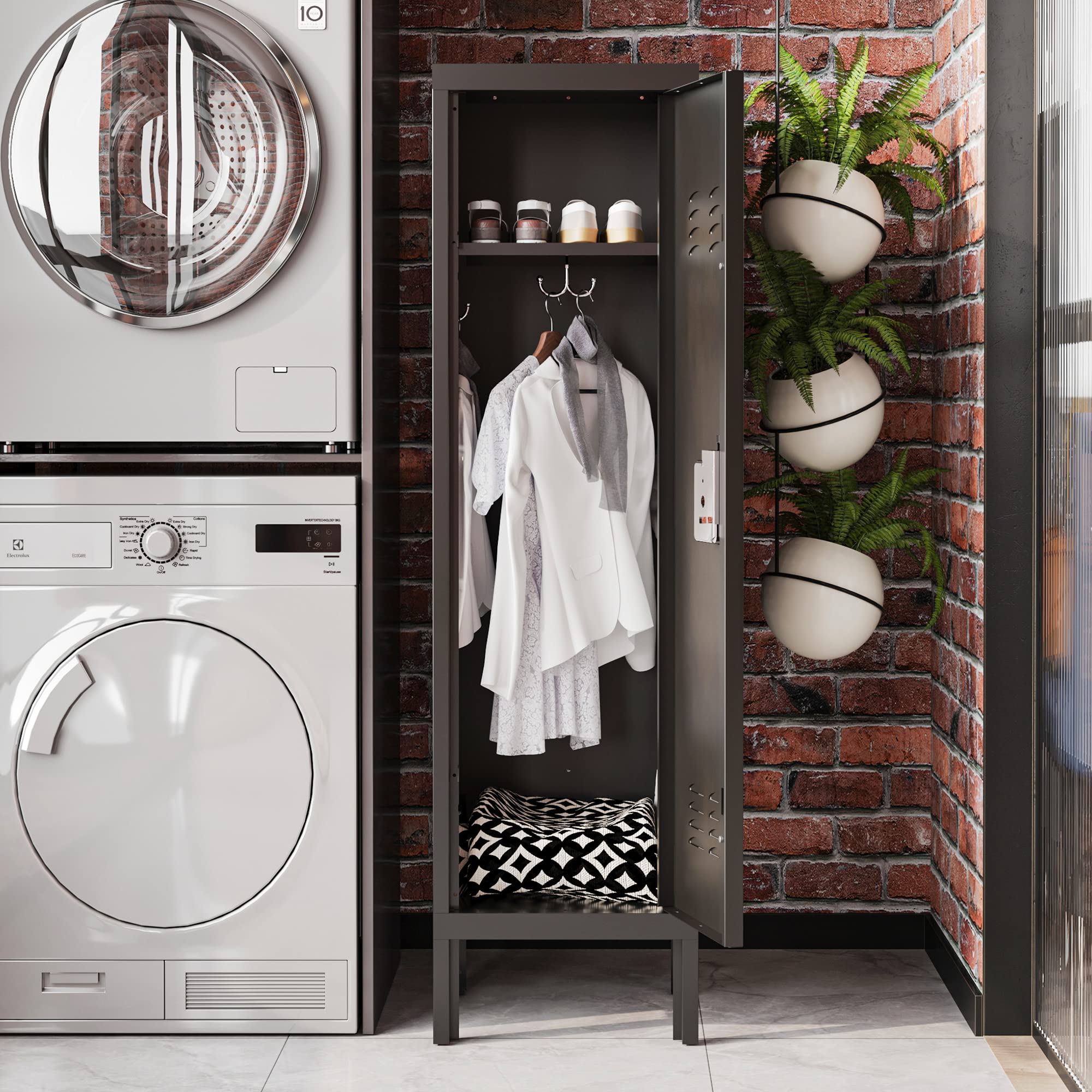 STANI Metal Locker Cabinet - Heavy Duty Steel Storage Organizer with Lockable Doors & Adjustable Shelves for Home Office, Gym, School - Perfect for File Storage, Coat Hanging & Equipment Organization