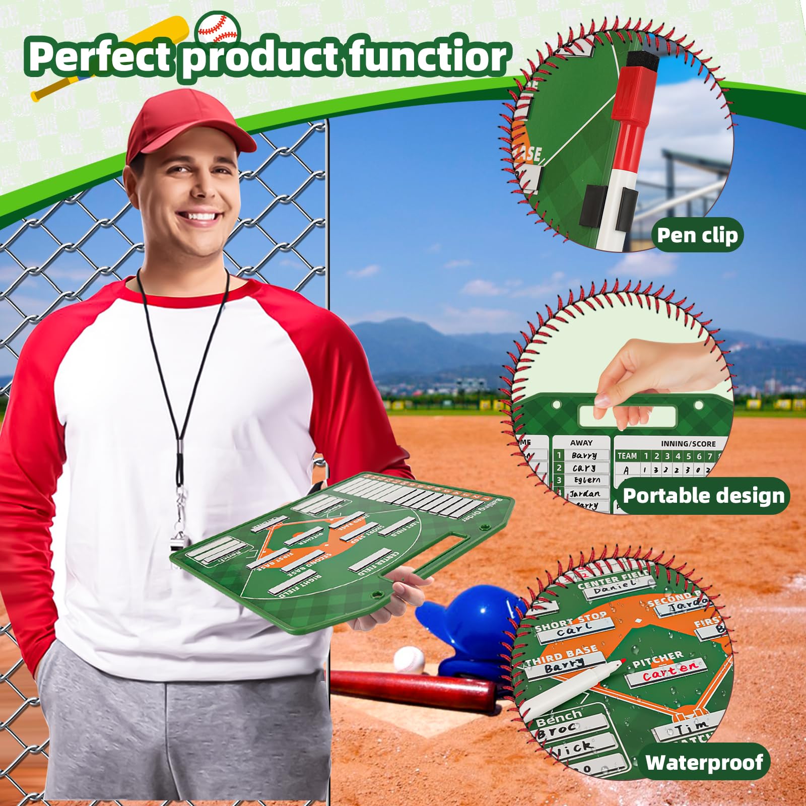 **Magnetic Baseball Lineup Board with 40 Sheets - Dry Erase Baseball Lineup Cards & Clipboard for Coaches | Perfect for Dugout, Practice, and Game Day Organization**