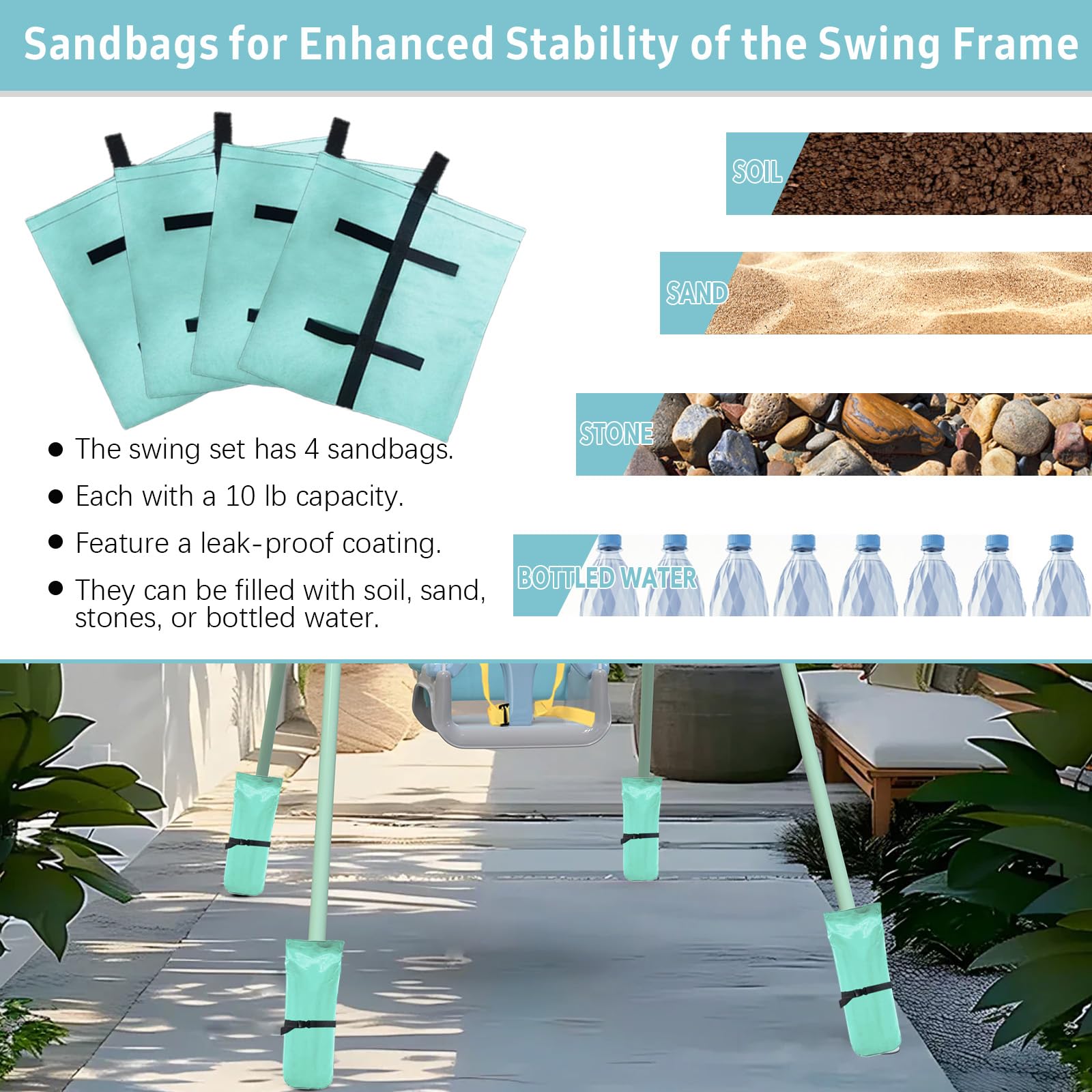 Taleco Gear 2 in 1 Toddler Swing & Baby Jumper with 4 Sandbags for Stability - Foldable Indoor Outdoor Baby Swing Seat for Backyard, Park & Nursery - Easy Installation & Storage for Home Use