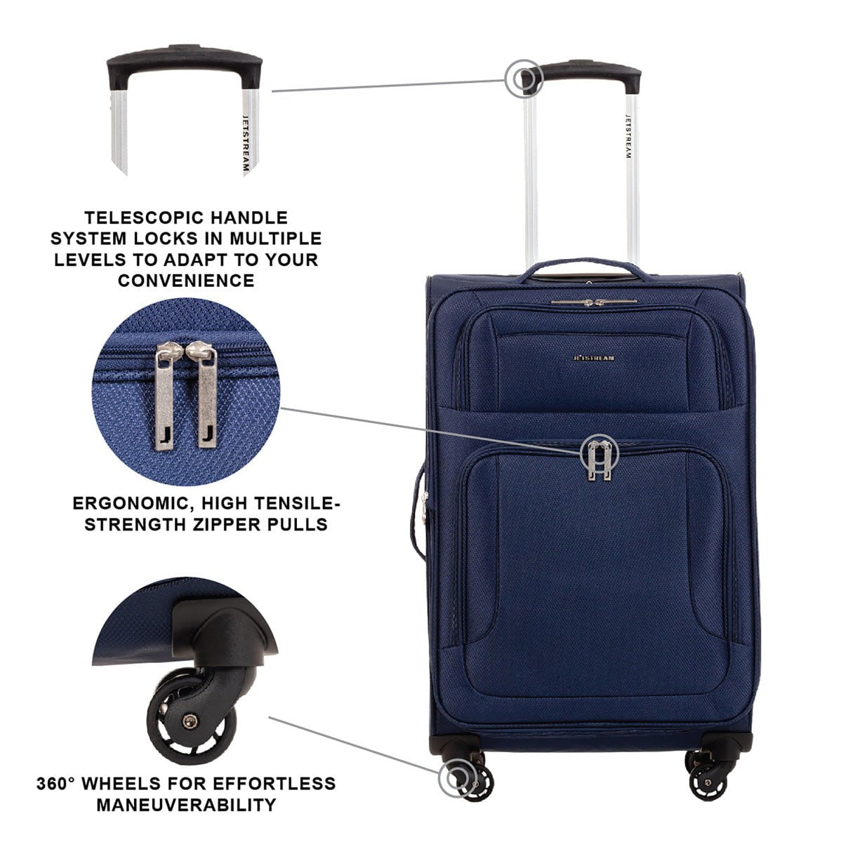 Jetstream 24 Inch Spinner Luggage - Lightweight Expandable Carry On Suitcase with 360° Wheels for Travel, Business Trips & Weekend Getaways