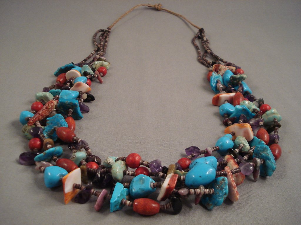 Authentic Navajo Native American Turquoise Heishi Necklace - 180g Large Dark Turquoise & White Goat Beads for Women, Handmade Jewelry for Boho, Festival & Southwest Style Outfits