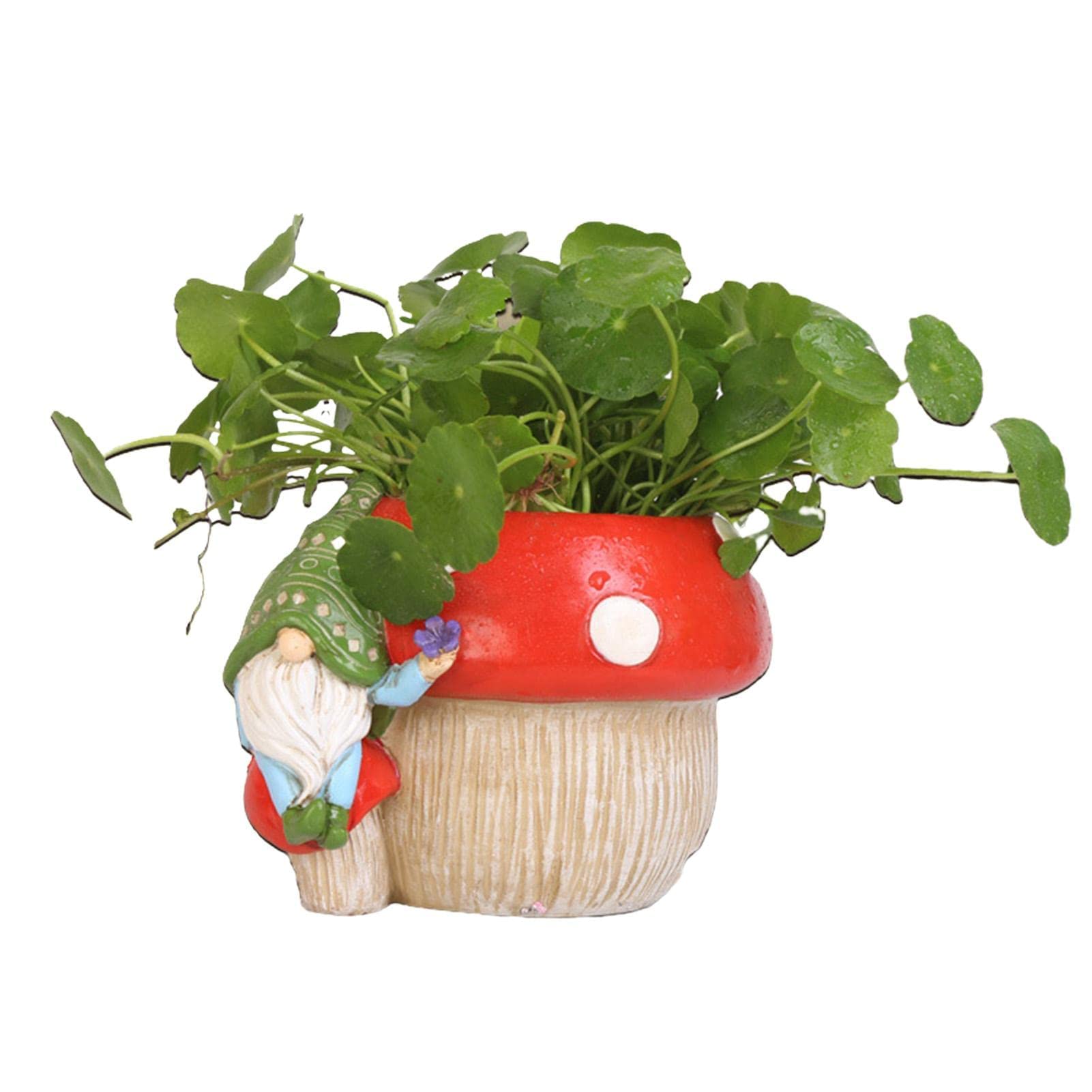 WEIZIY Gnome Elf Green Plant Flower Pot - Handmade Ceramic Garden Decor for Indoor & Outdoor Use - Perfect for Living Room, Patio, and Garden Decoration
