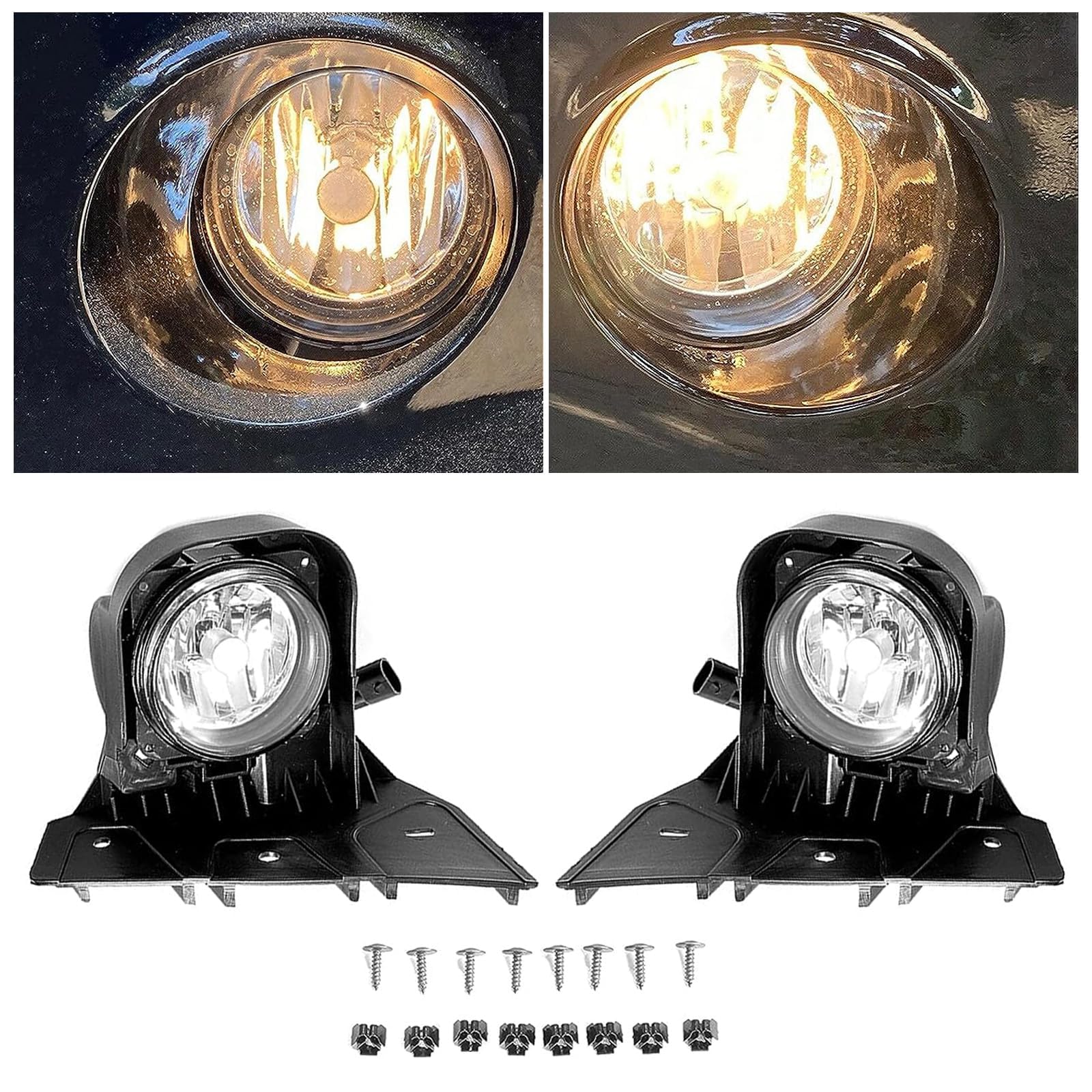 ECOTRIC Front Fog Lights for 2000-2004 Ford F-150 Harley Davidson Edition - Complete Kit with Bezels, Bulbs & Hardware (Driver & Passenger Side) | Enhanced Night Driving & Off-Road Visibility