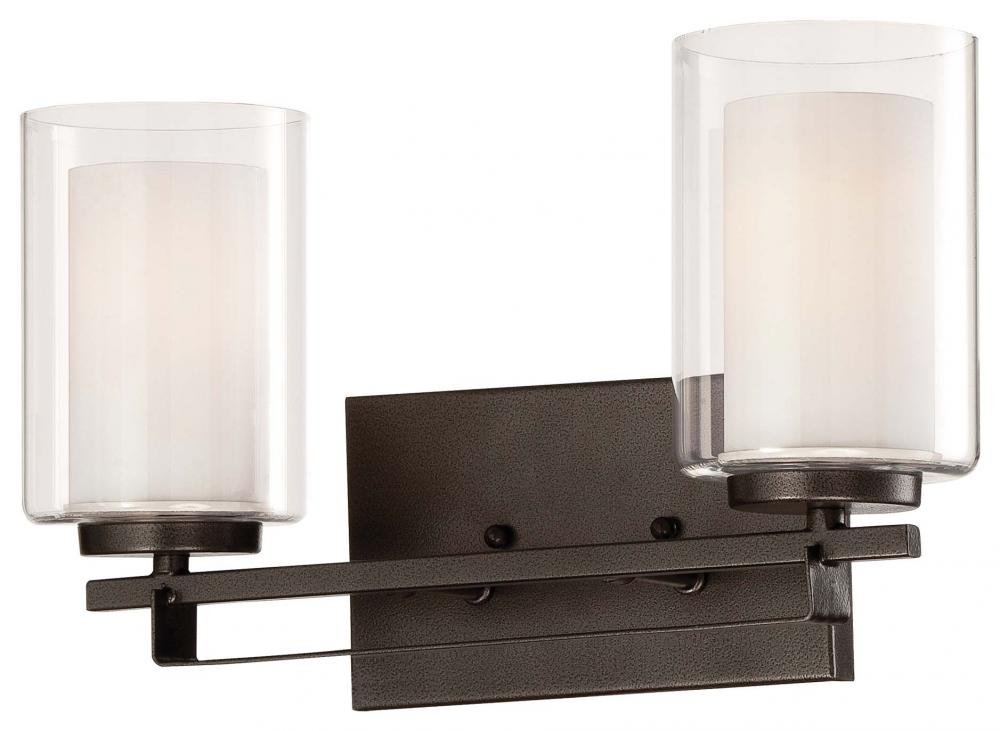 Minka Lavery 6102-172 2-Light Smoked Iron Vanity Light - Modern Bathroom Lighting Fixture for Mirror, Dresser & Makeup Area - Dimmable LED Compatible