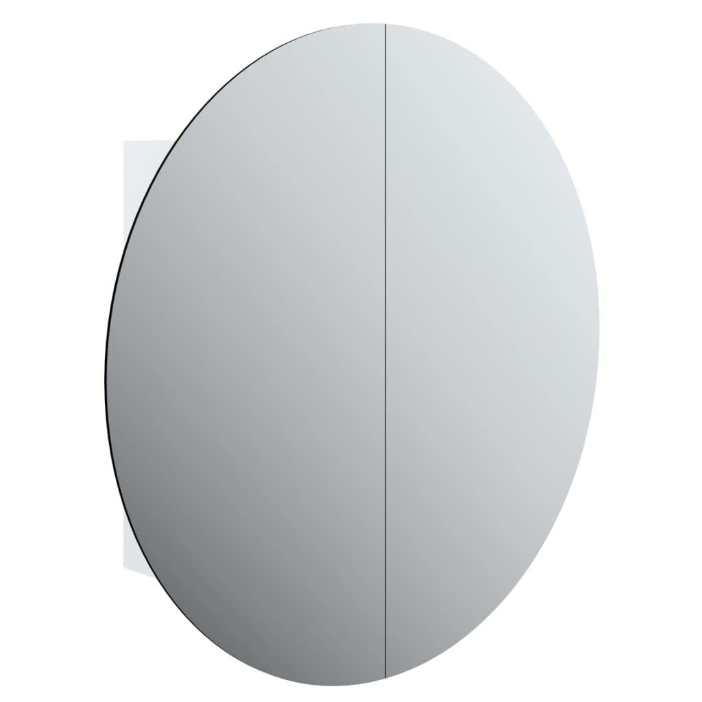 Modern White LED Bathroom Cabinet with Round Mirror - 21.3