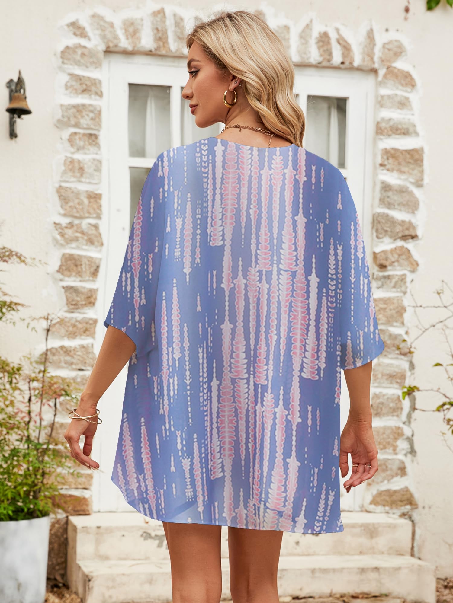 Chunoy Women's Lightweight Chiffon Kimono Cardigan - Short Sleeve Open Front Cover Up for Beach, Pool & Summer Outfits | Perfect for Vacation, Resort Wear & Casual Loungewear