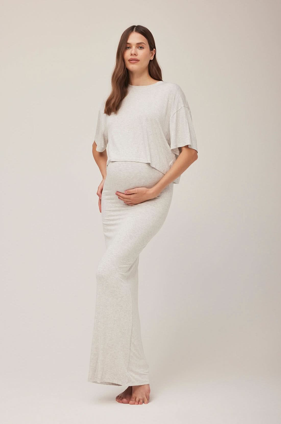 2 in 1 Cotton Maternity Maxi Skirt - Stretchy Comfortable Pregnancy Dress for Women | Perfect for Casual Wear, Maternity Photos & Baby Showers