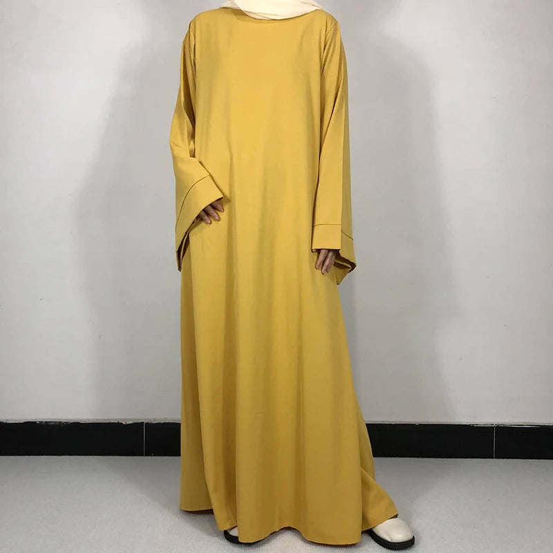 Basic Plain Nida Abaya with Free Belt - Modest Muslim Dress for Women - Perfect for Prayer, Eid, and Special Occasions
