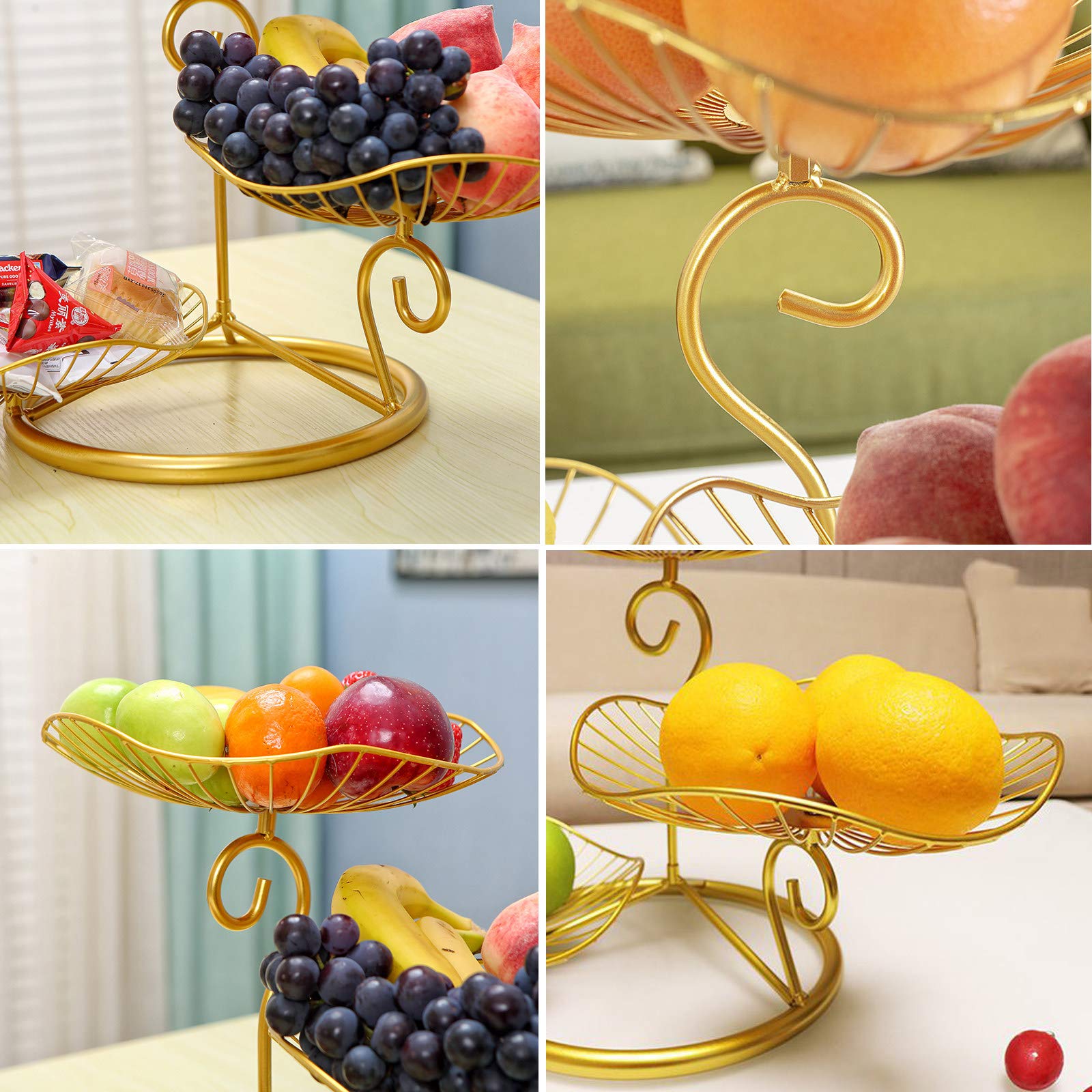5-Tier Modern Metal Fruit Bowl for Kitchen Counter - Black Elegant Fruit Basket for Vegetables, Desserts, Candy | Perfect for Holiday Serving, Wedding Decor & Party Display